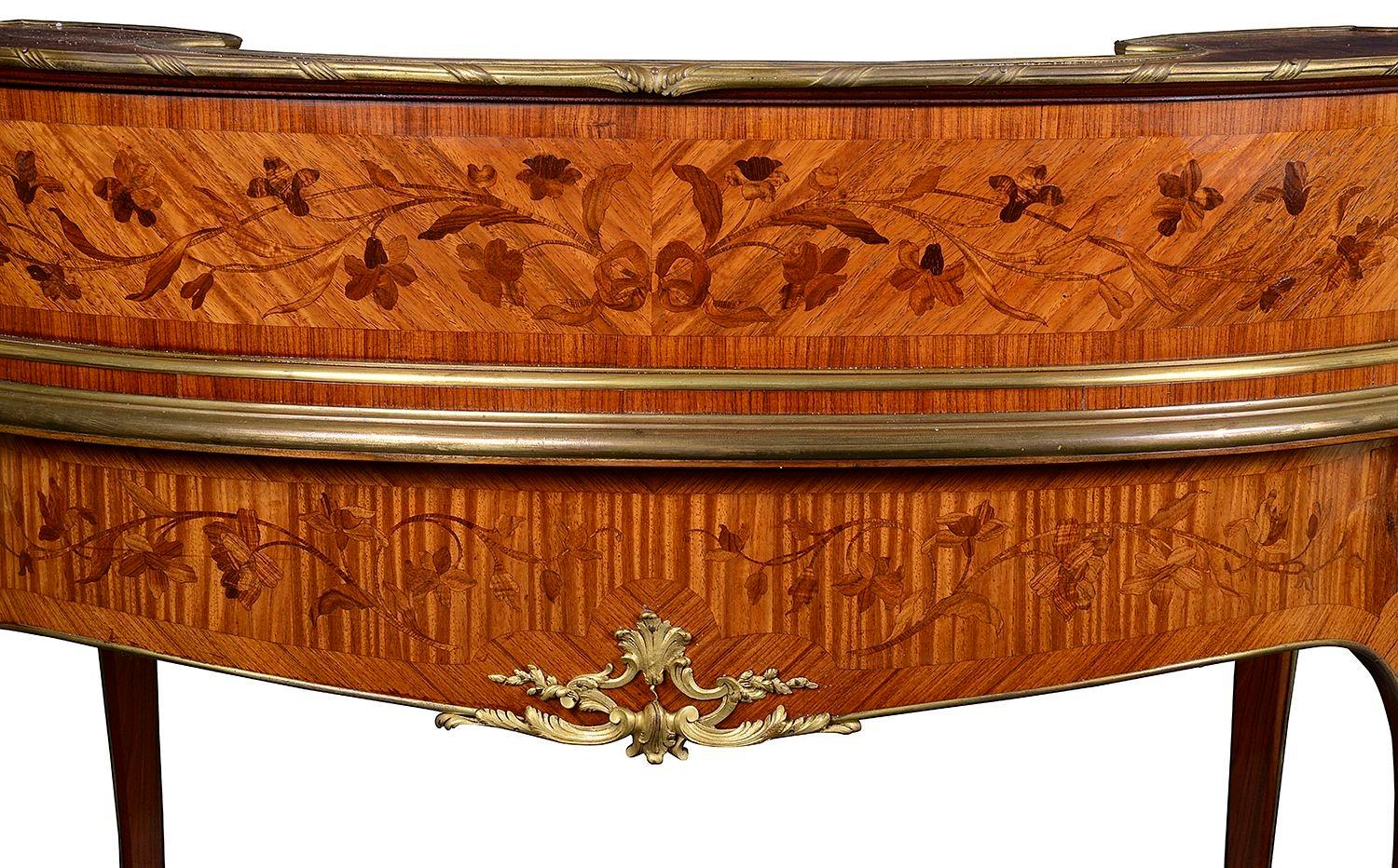 Ormolu French Marquetry inlaid Lady's desk, 1890. For Sale