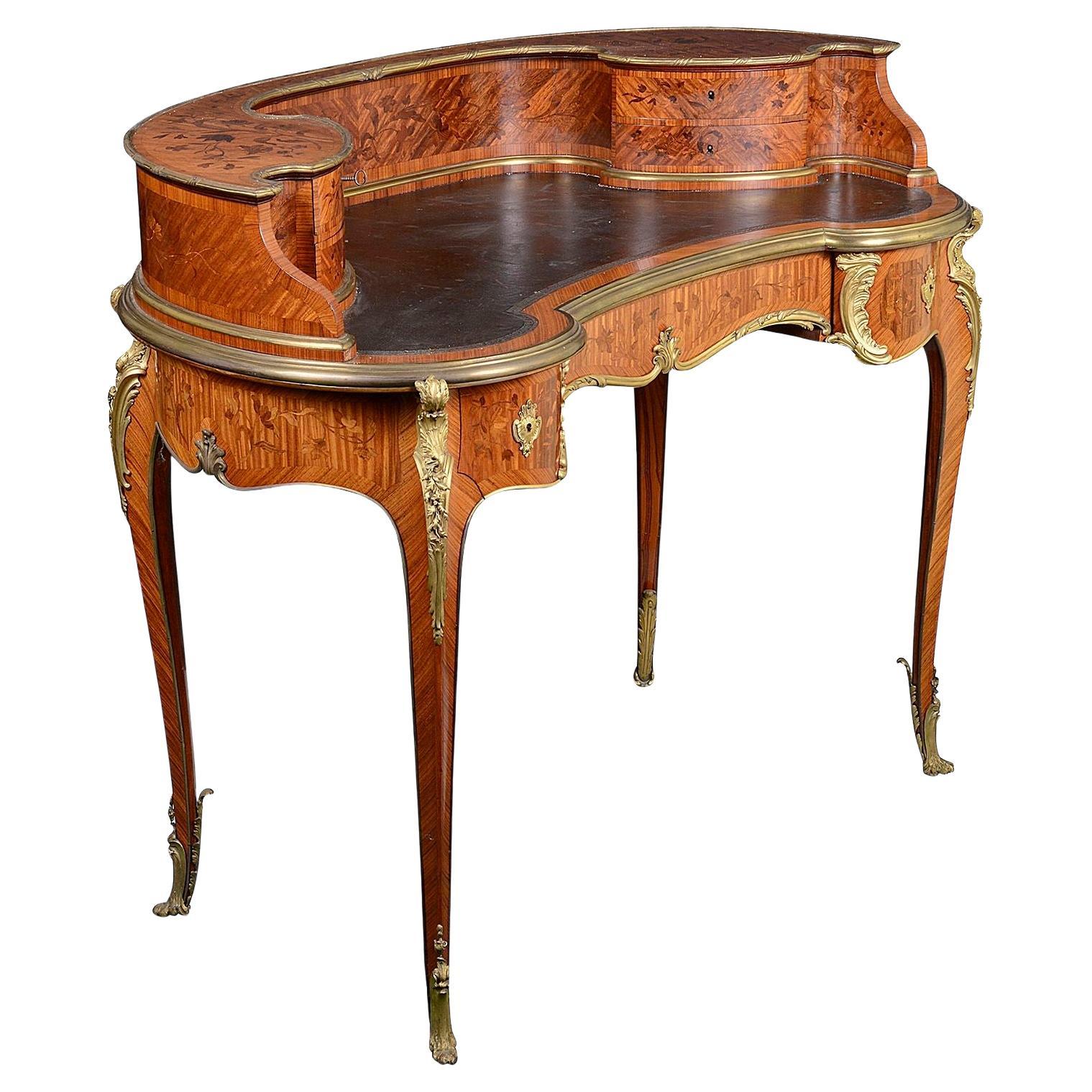 French Marquetry inlaid Lady's desk, 1890. For Sale