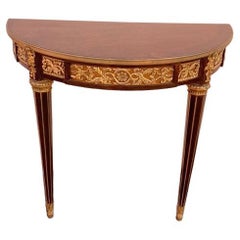 French Marquetry Inlaid Small Console with Ormolu Mounts