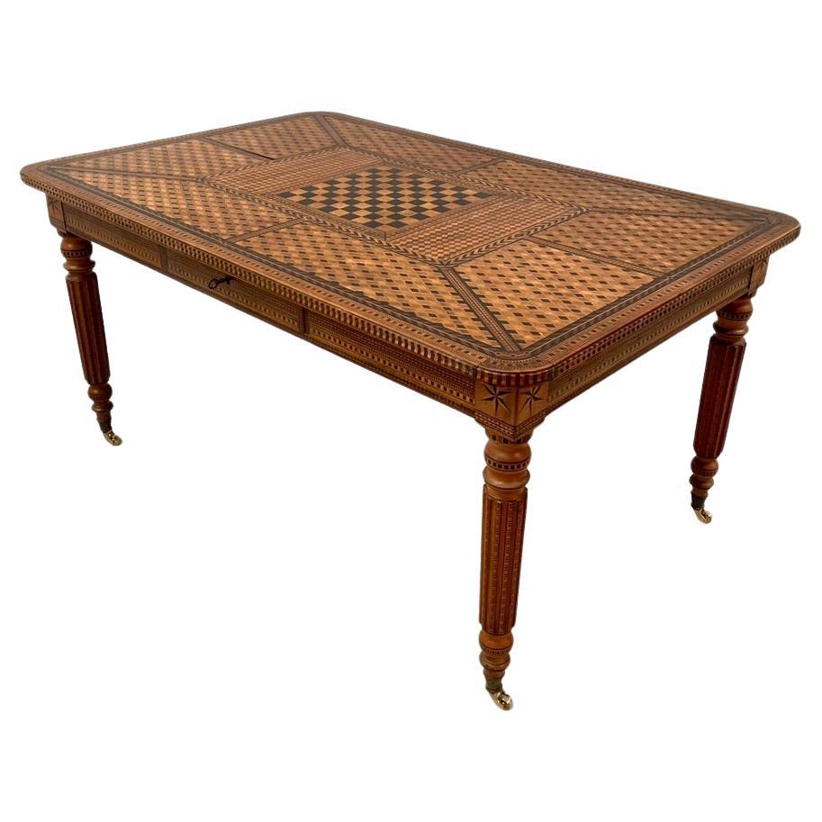 French Marquetry Inlay Games Table - Stunning Quality For Sale