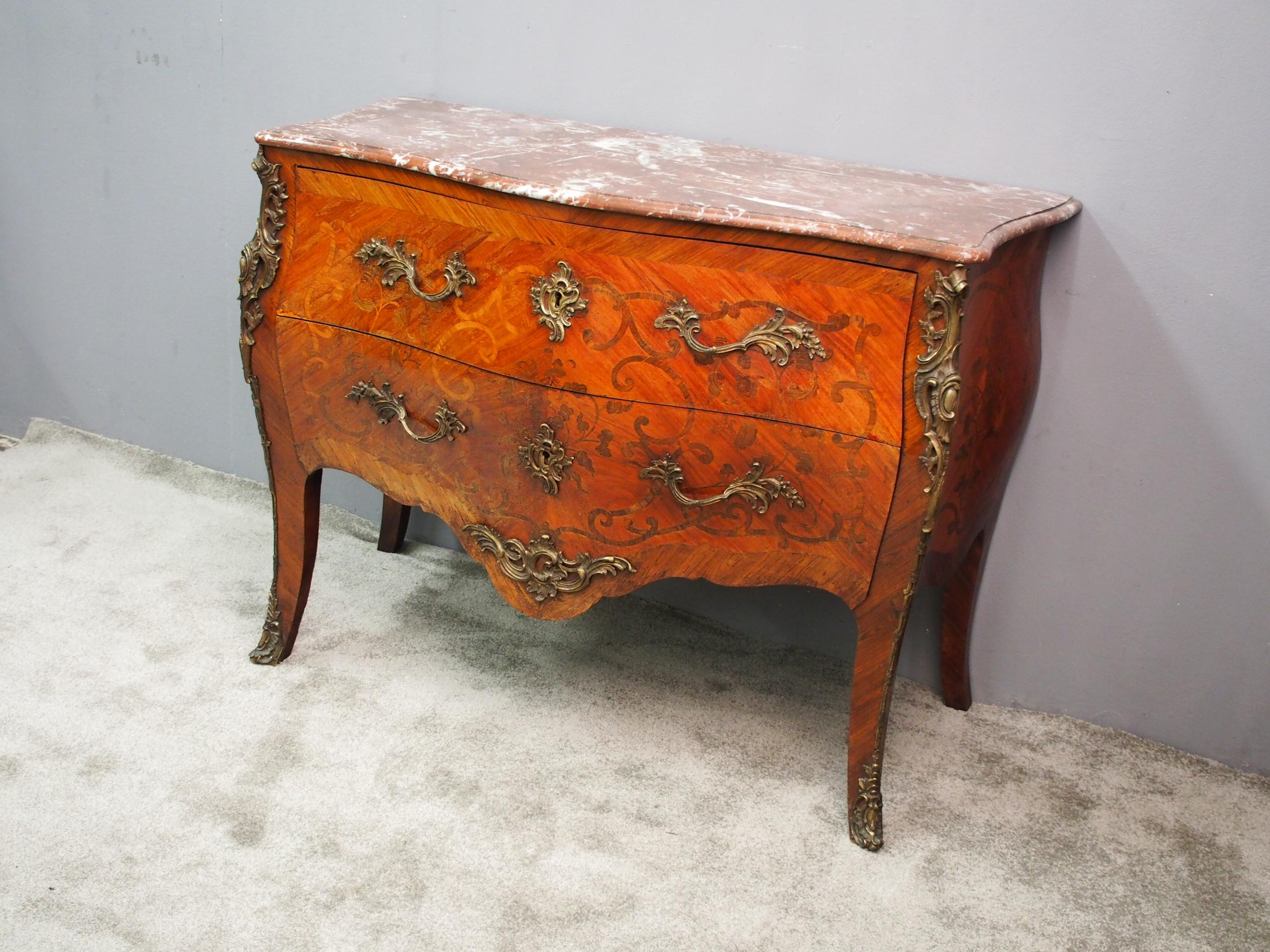 19th Century French Marquetry Kingwood Commode For Sale