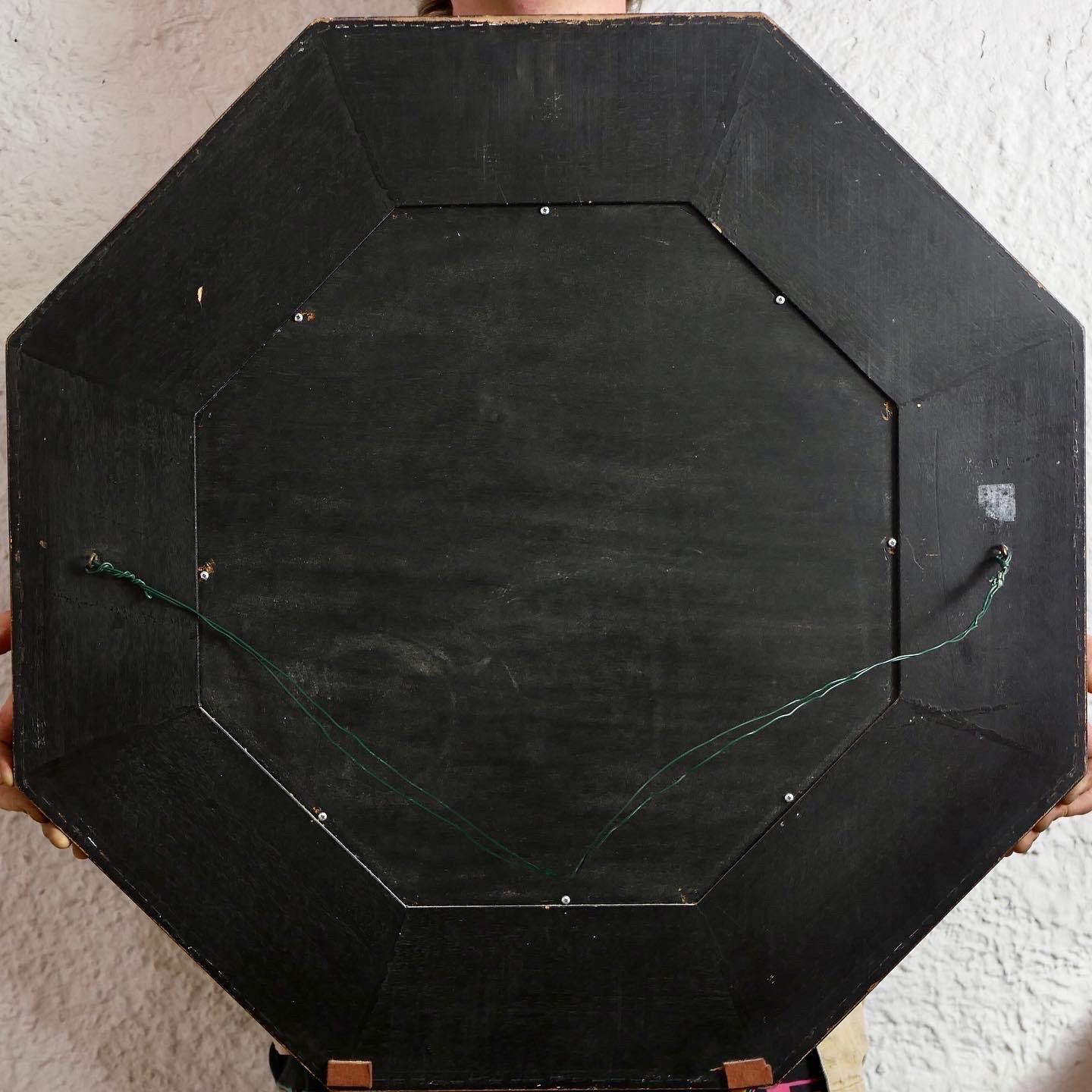 French Marquetry Octogonal Mirror by Jean-Claude Mahey for Romeo 3