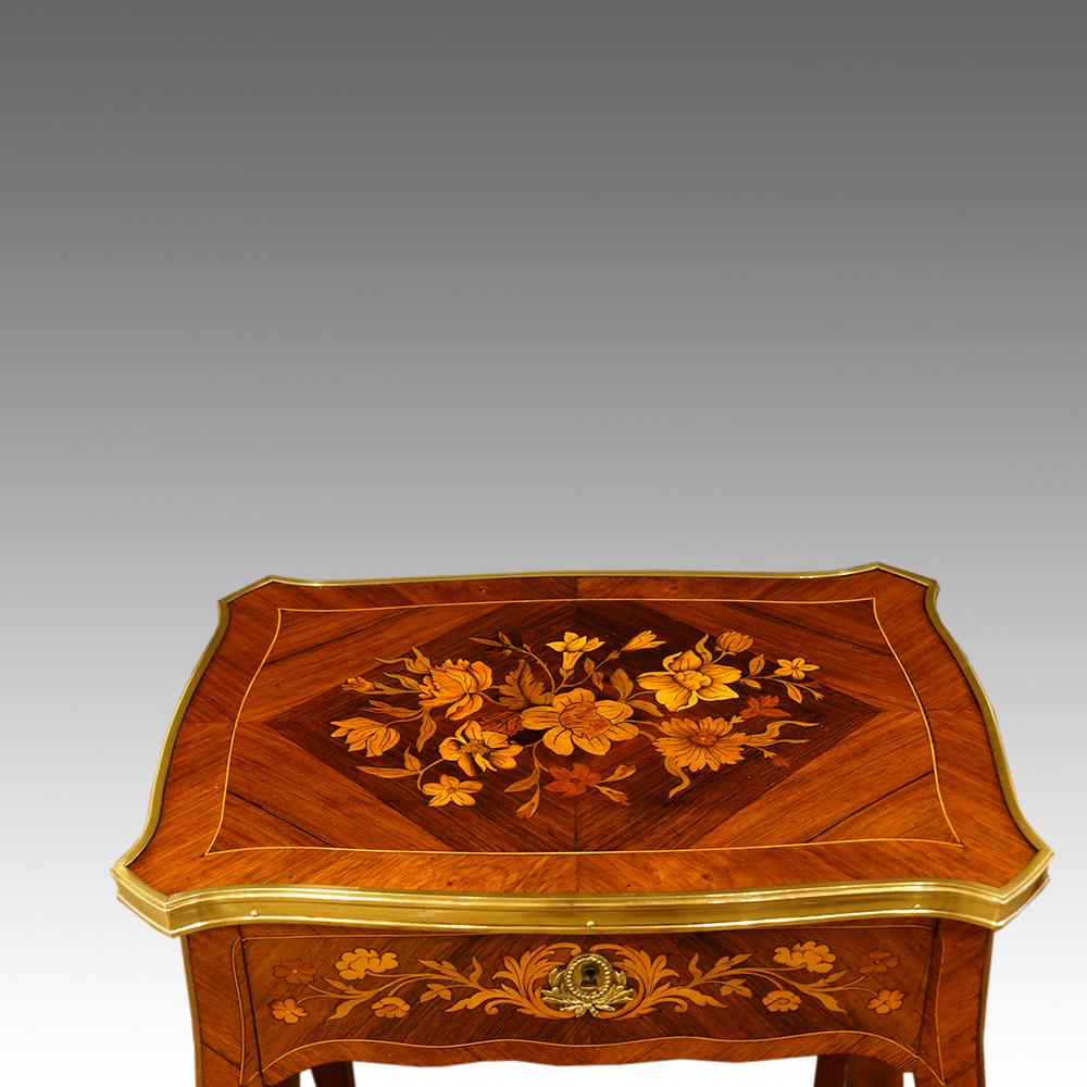 Walnut French Marquetry Side Table