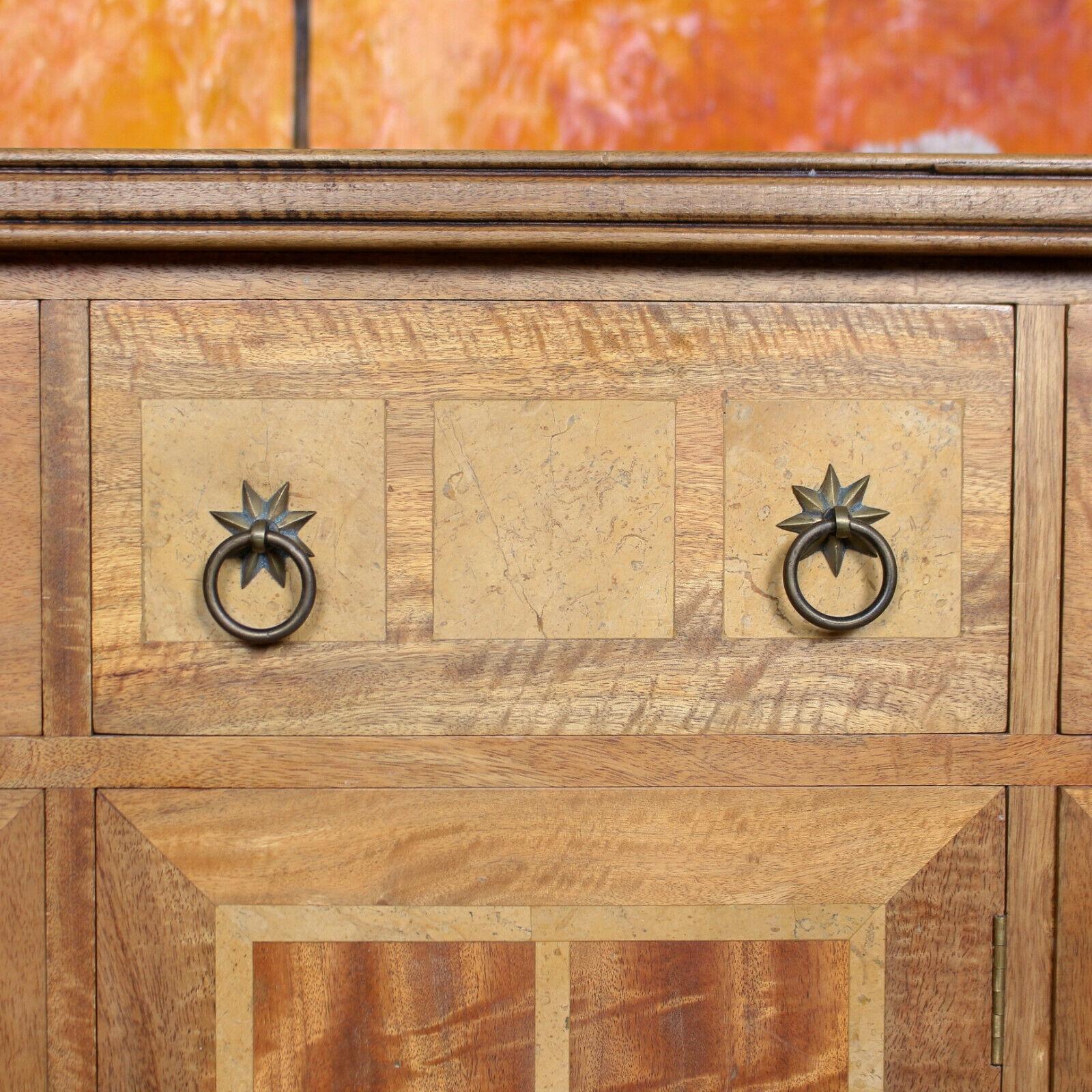 Hardwood French Marquetry Sideboard Credenza Cabinet For Sale