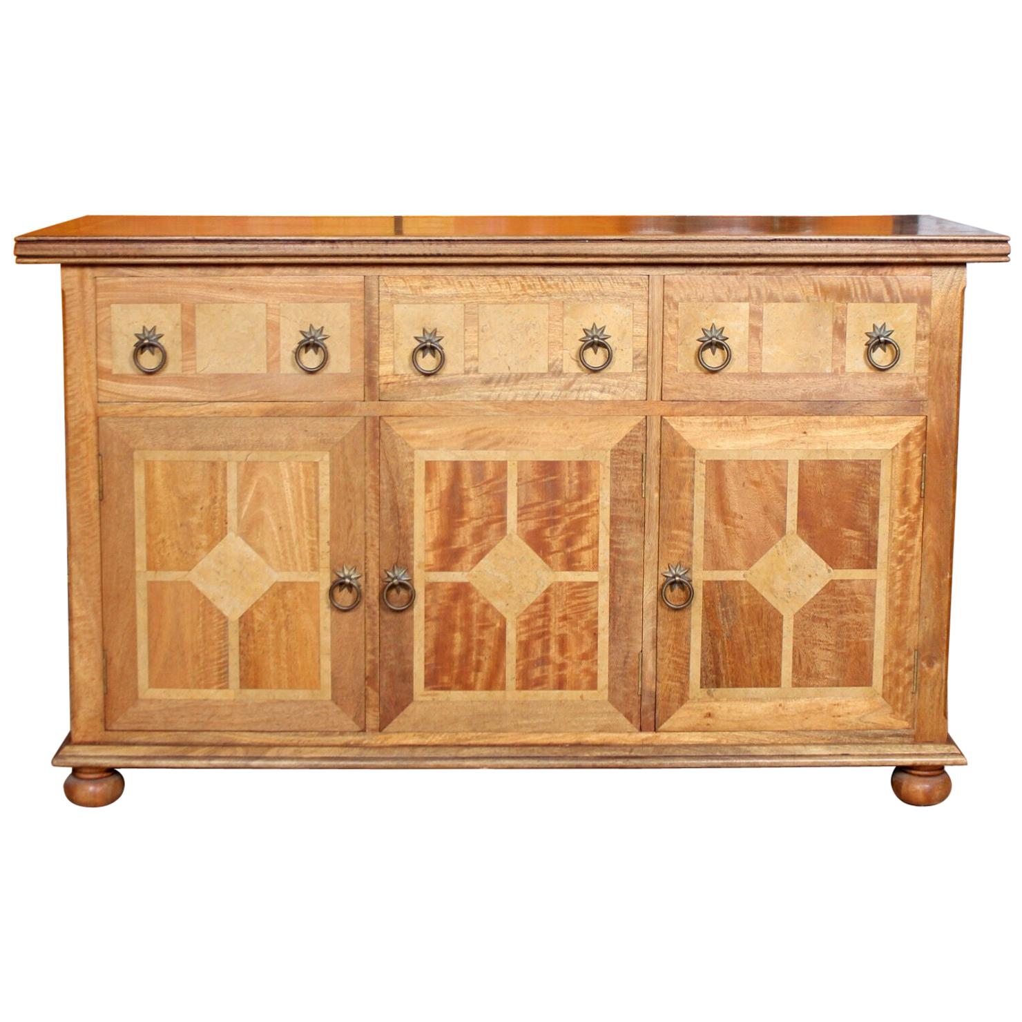 French Marquetry Sideboard Credenza Cabinet For Sale