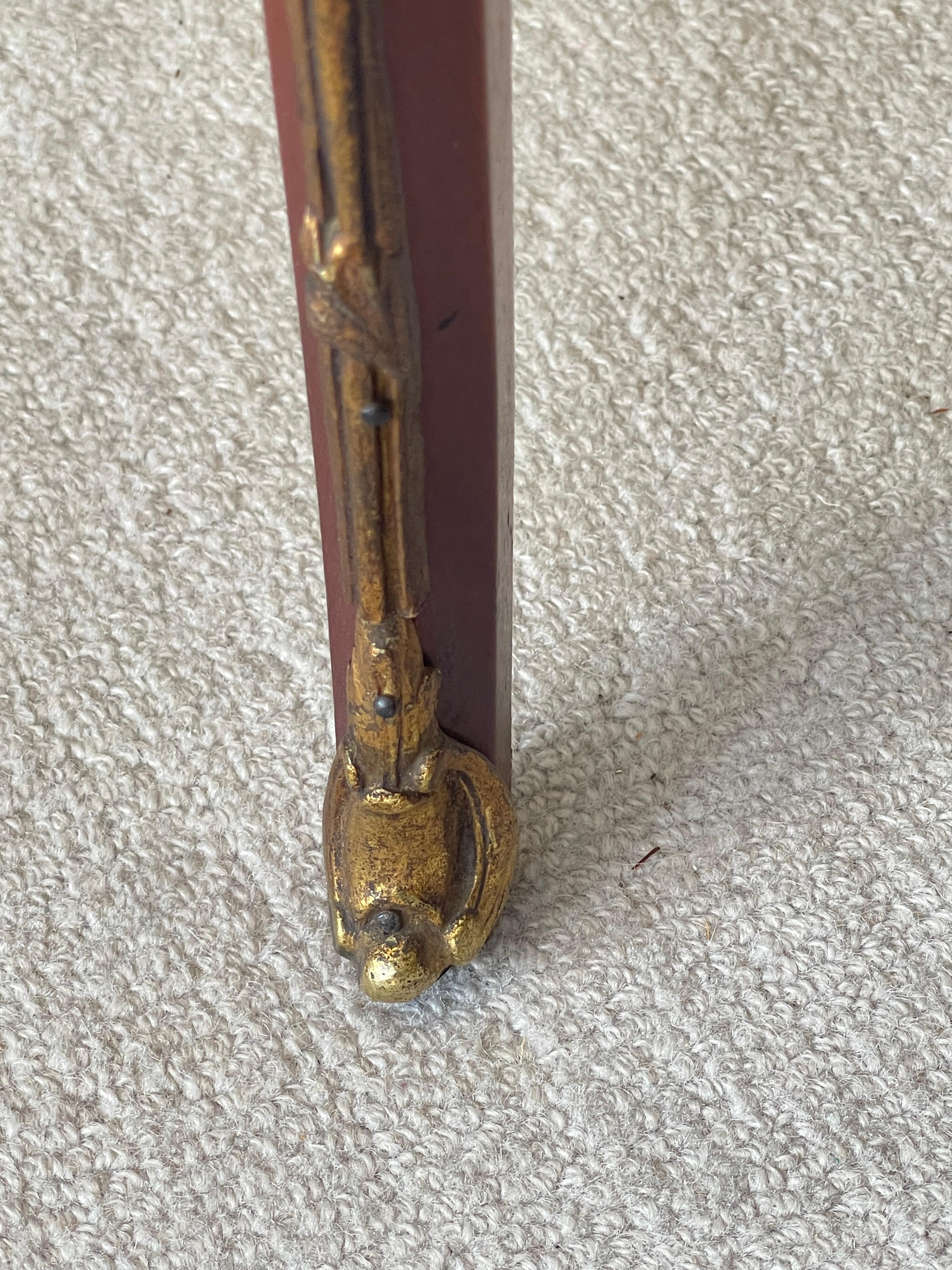 French Marquetry Wood Brass Gallery Marble Top Gueridon Table, Early 20Th. C en venta 7