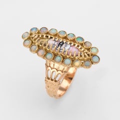 French Masquerade Ball Ring Opal Painted Face Portrait Vintage 18 Karat Gold