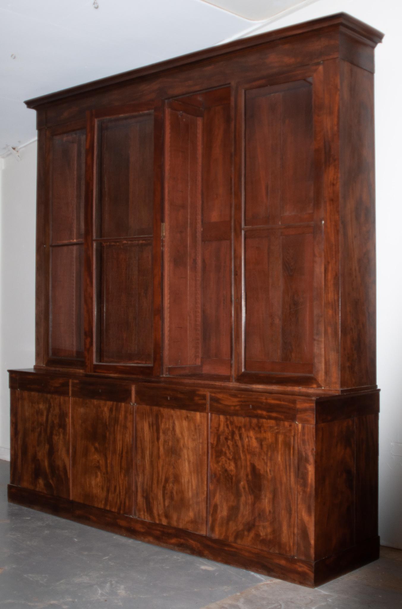 Rustic French Massive Mahogany Bibliotheque