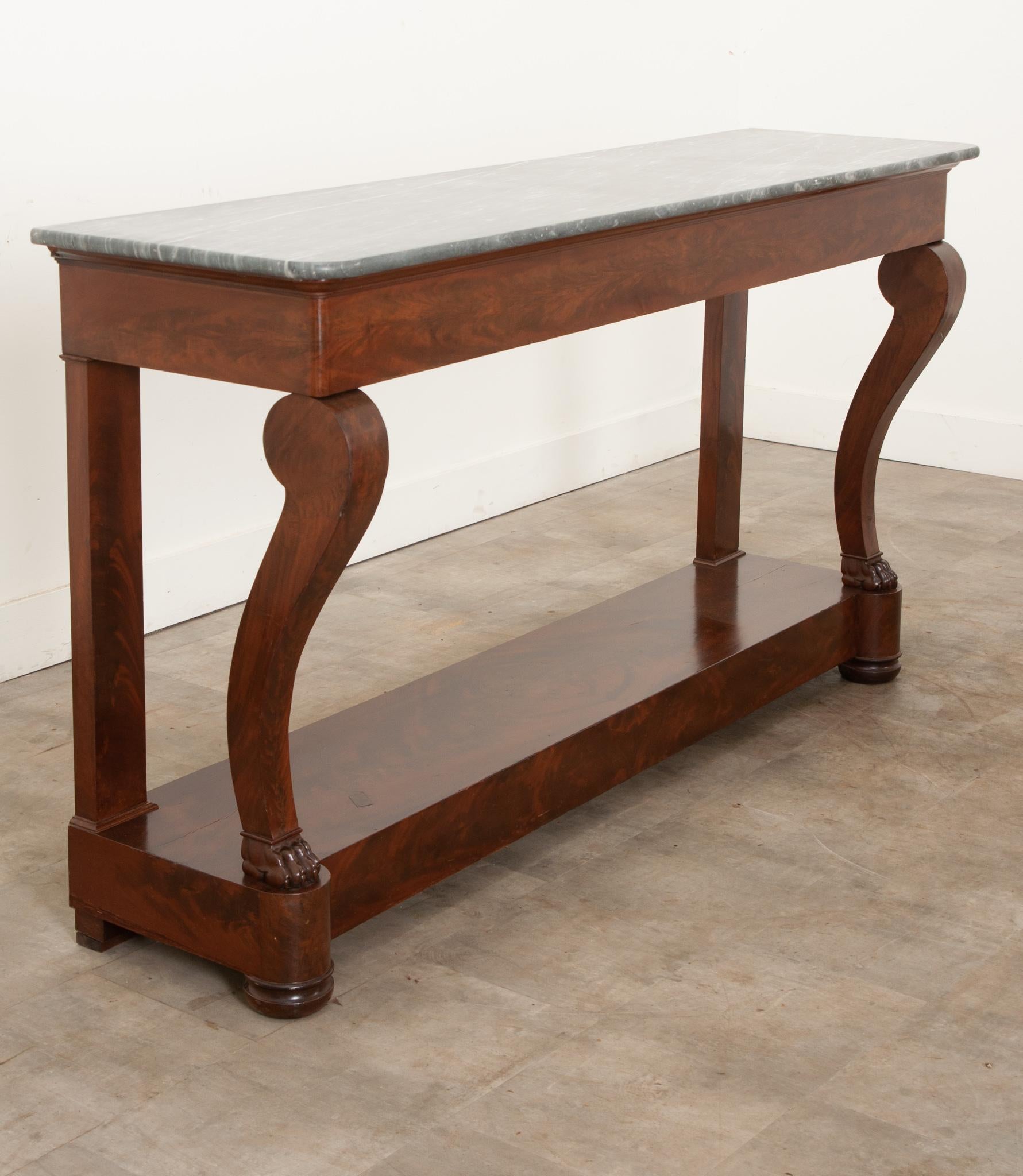 Patinated French Massive Mahogany Restauration Console For Sale