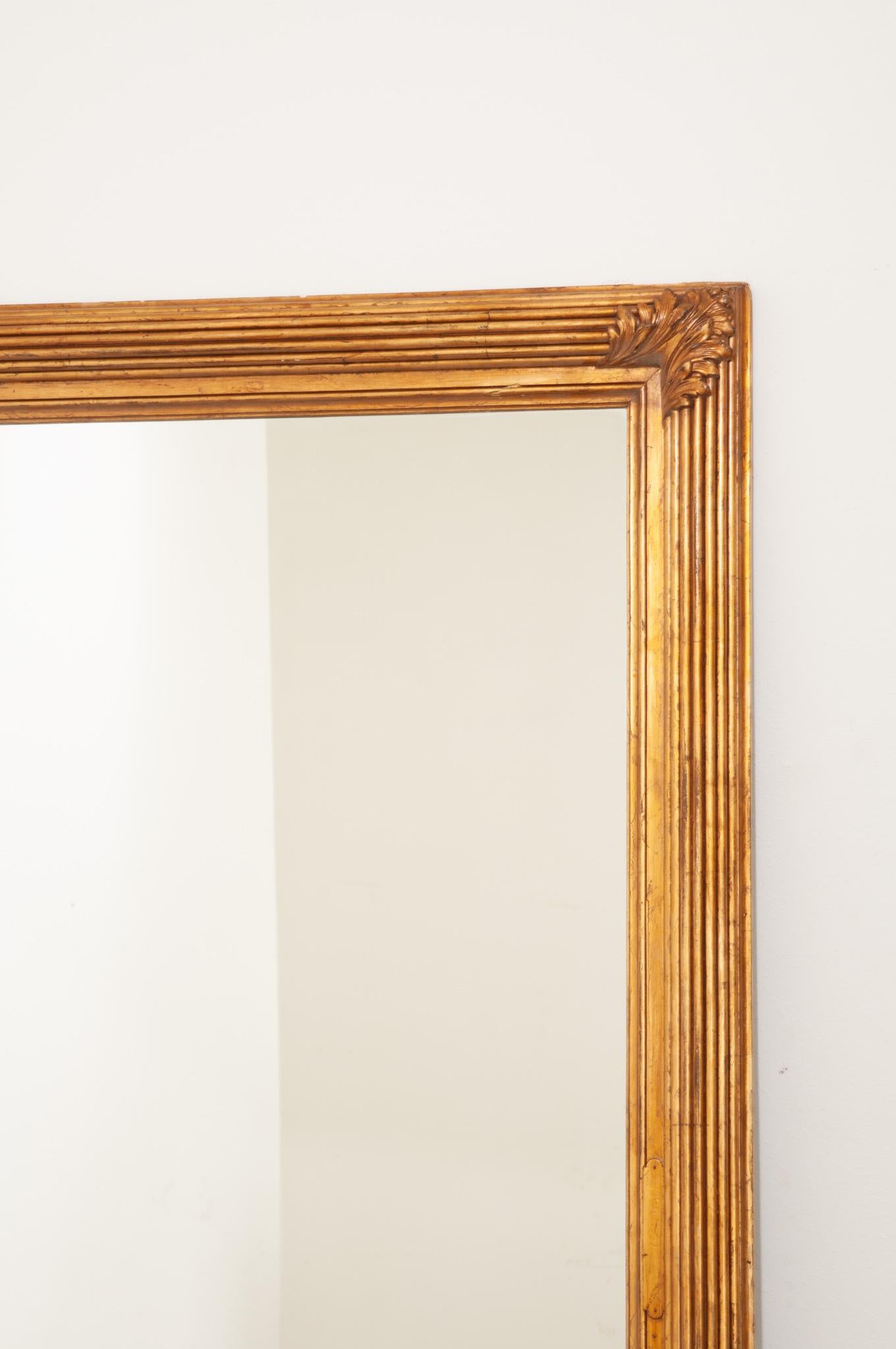 Hand-Carved French Massive Painted Gold Framed Mirror For Sale