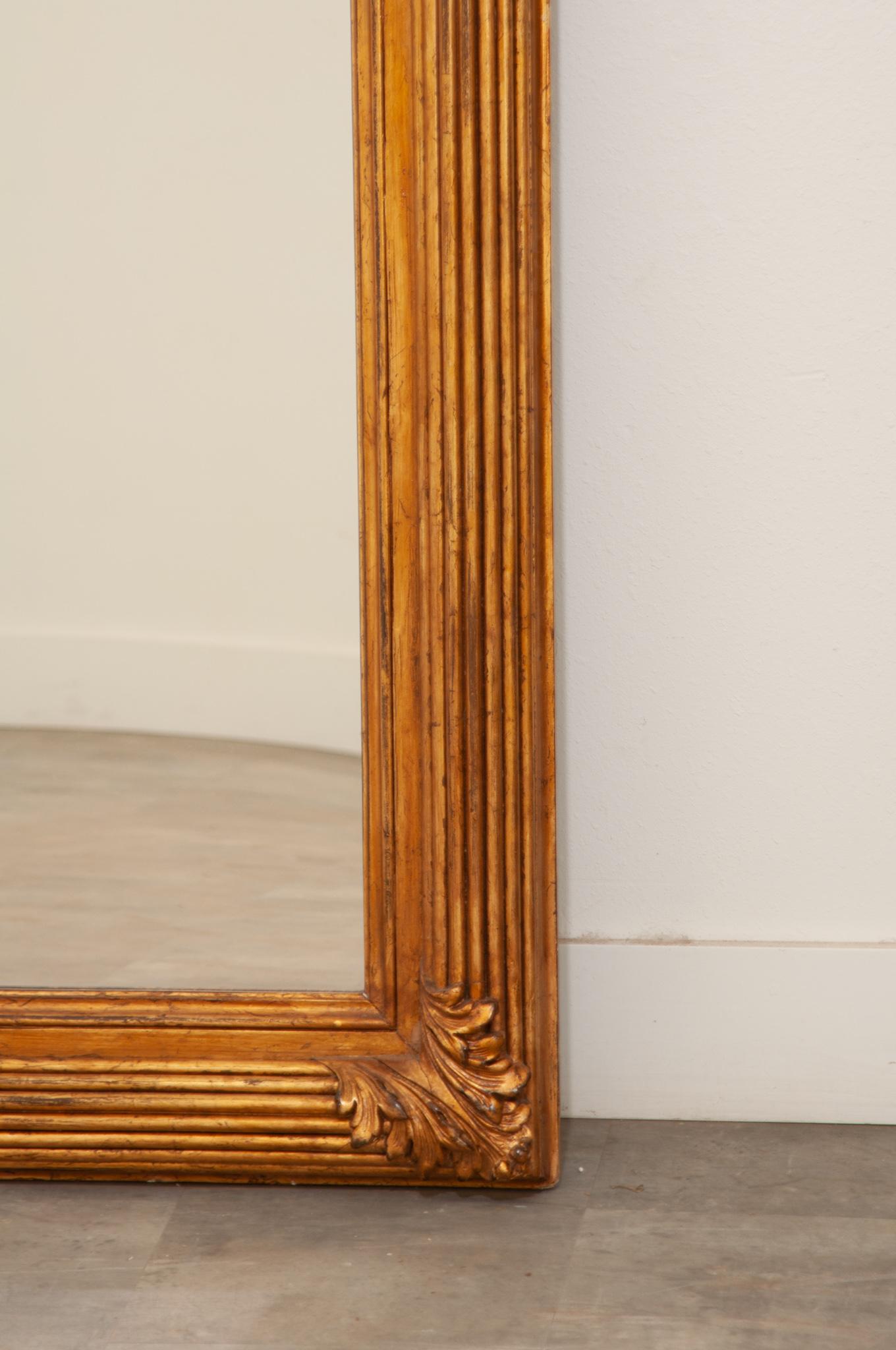 French Massive Painted Gold Framed Mirror In Good Condition For Sale In Baton Rouge, LA