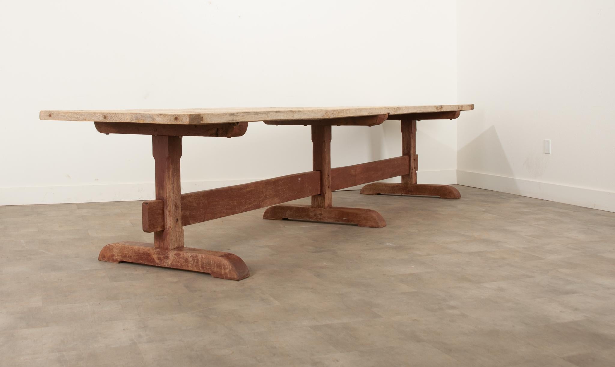 Wood French Massive Trestle Dining Table