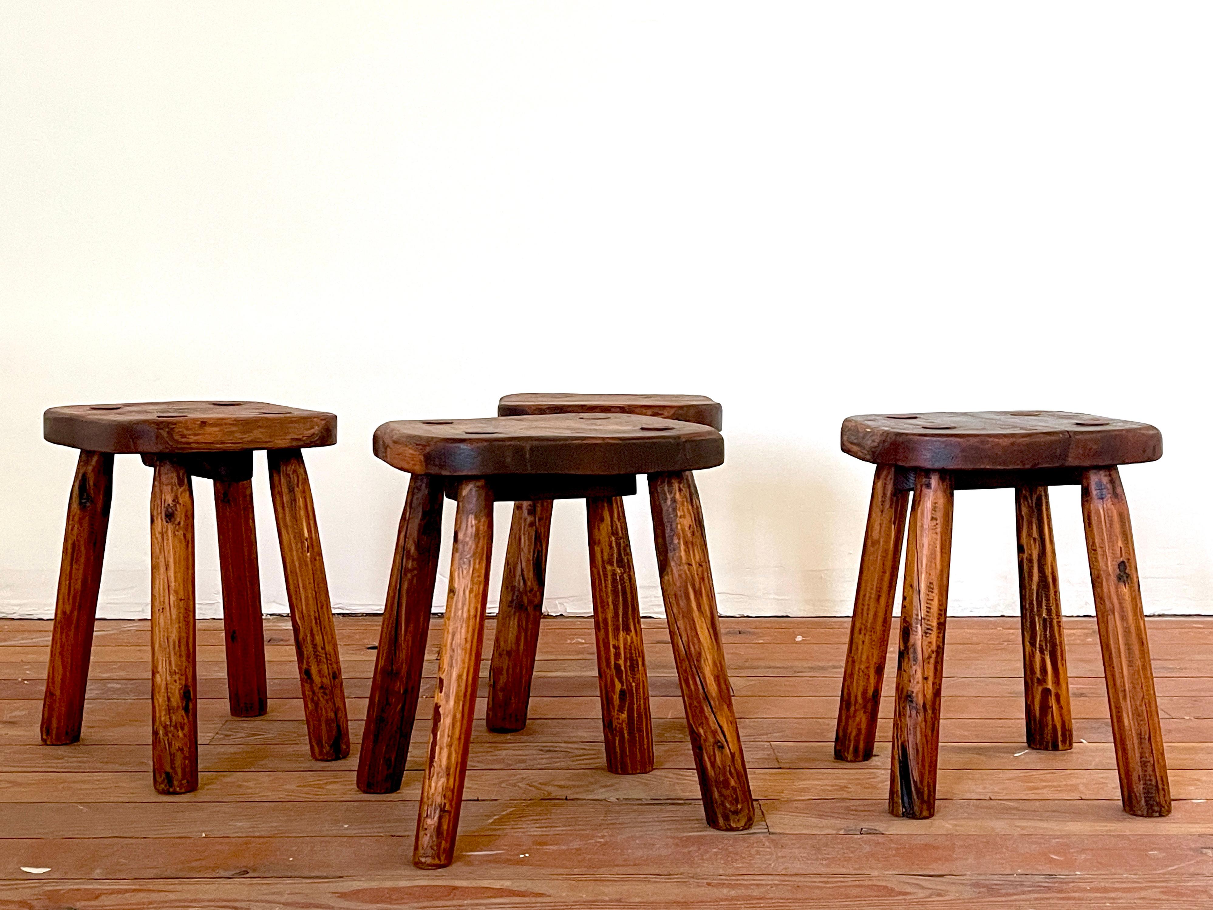 Fantastic thick wood stool with great patina and interesting shaped seat.
Incredible joinery and character.
Priced individually - large quantity available.