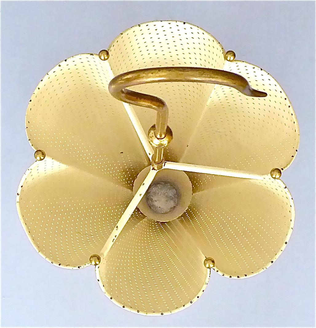 French Matégot Umbrella Stand Ivory White Perforated Metal Iron Brass Biny 1950s For Sale 4