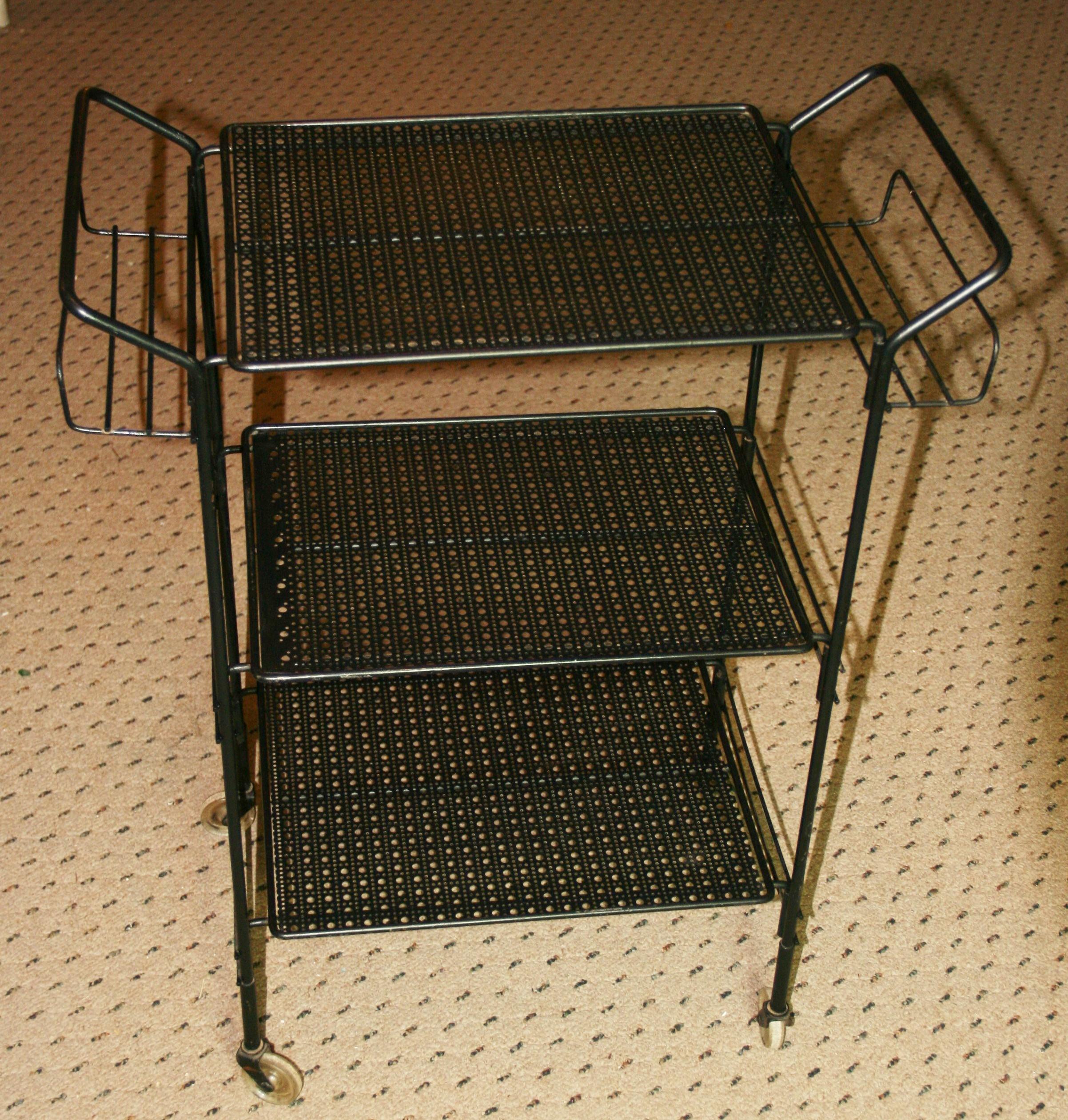 1534 Metal serving cart  in the style of French designer Mathieu Mategot