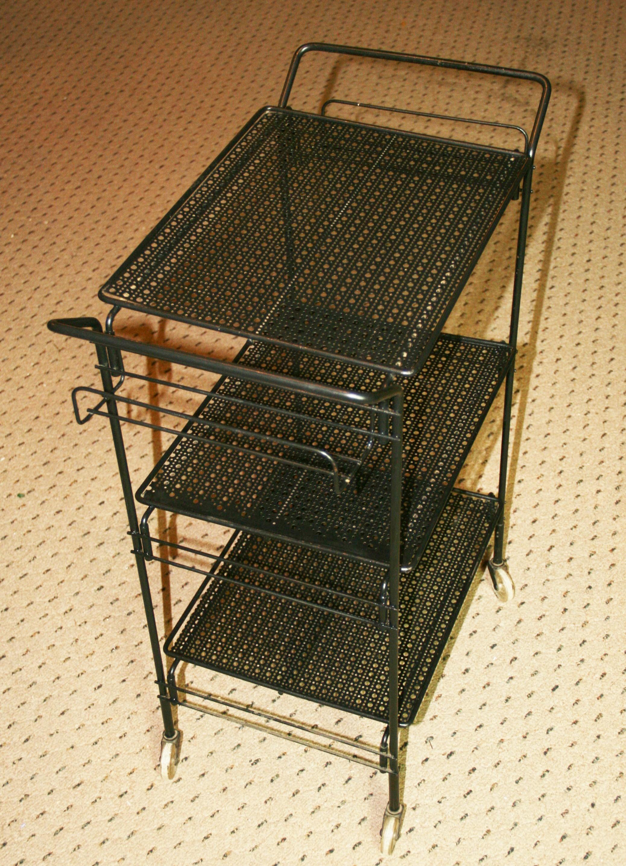 Mid-20th Century French Mathieu Mategot Style Serving Cart 1960's For Sale