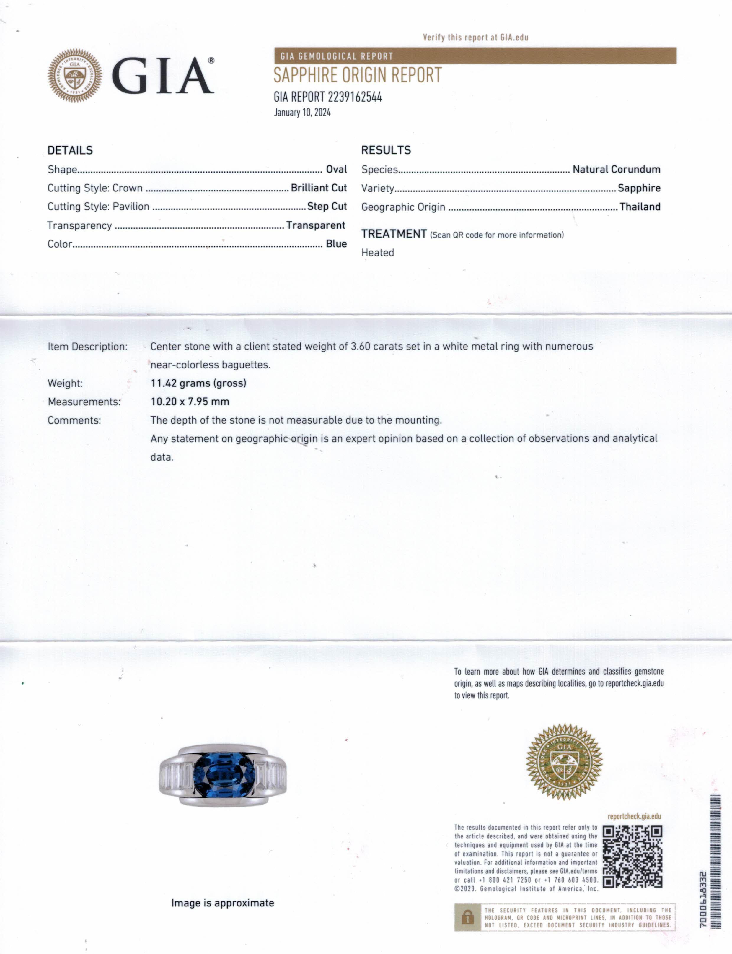 Moderne Français MAUBOUSSIN  ALEXANDRA, bague 18 carats avec saphir bleu de 5,60 carats certifié GIA et diamants en vente