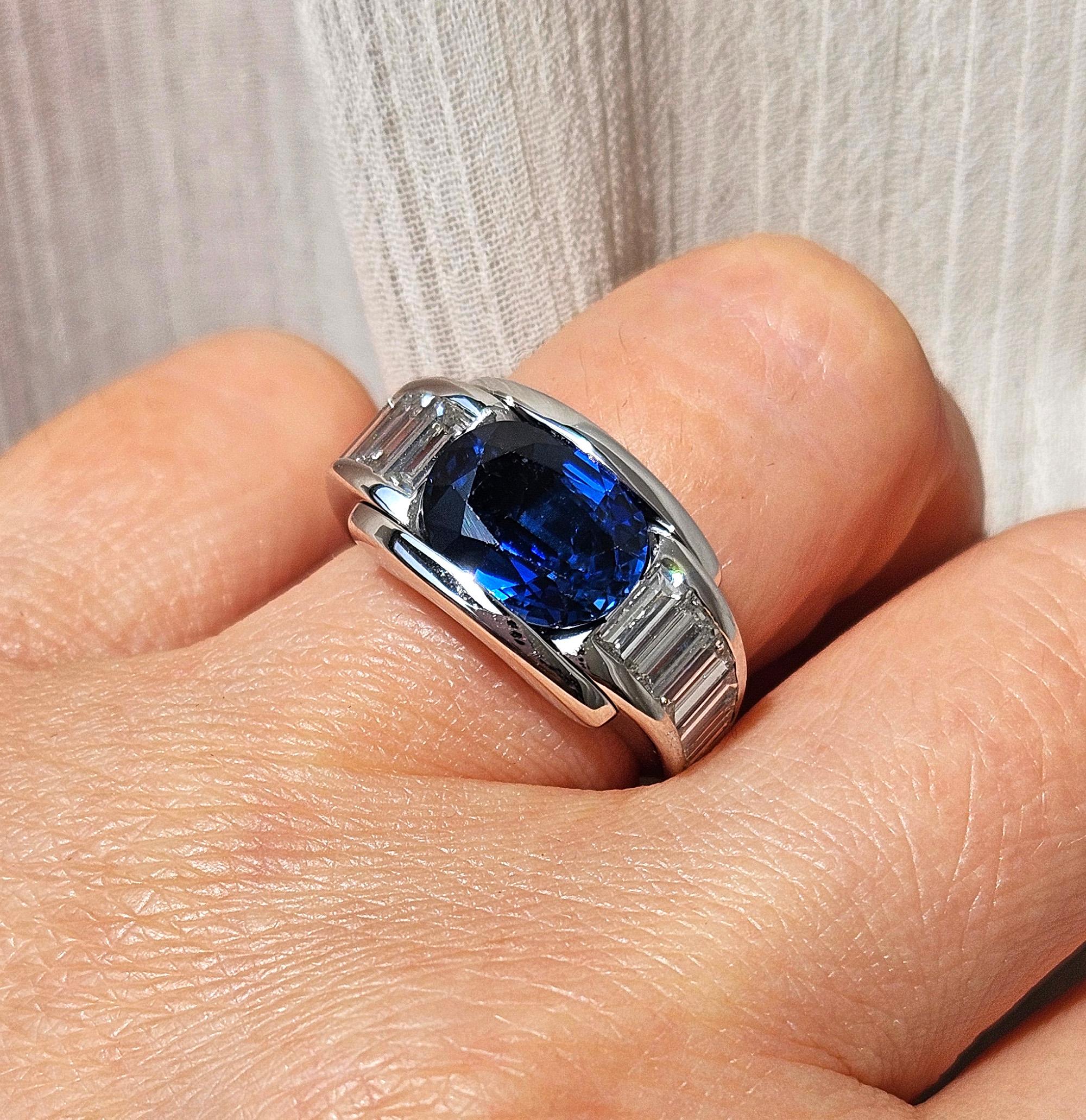 Französisch MAUBOUSSIN  18 Karat Ring 'ALESSANDRA' GIA 5,60 Karat blauer Saphir und Diamant im Angebot 7