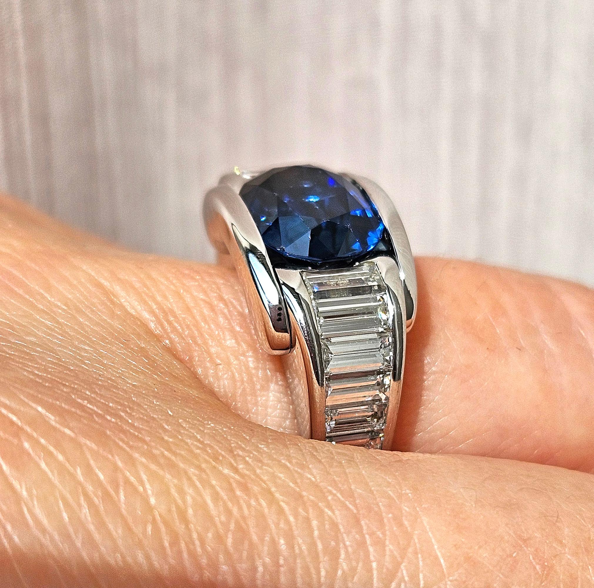 Französisch MAUBOUSSIN  18 Karat Ring 'ALESSANDRA' GIA 5,60 Karat blauer Saphir und Diamant im Angebot 9