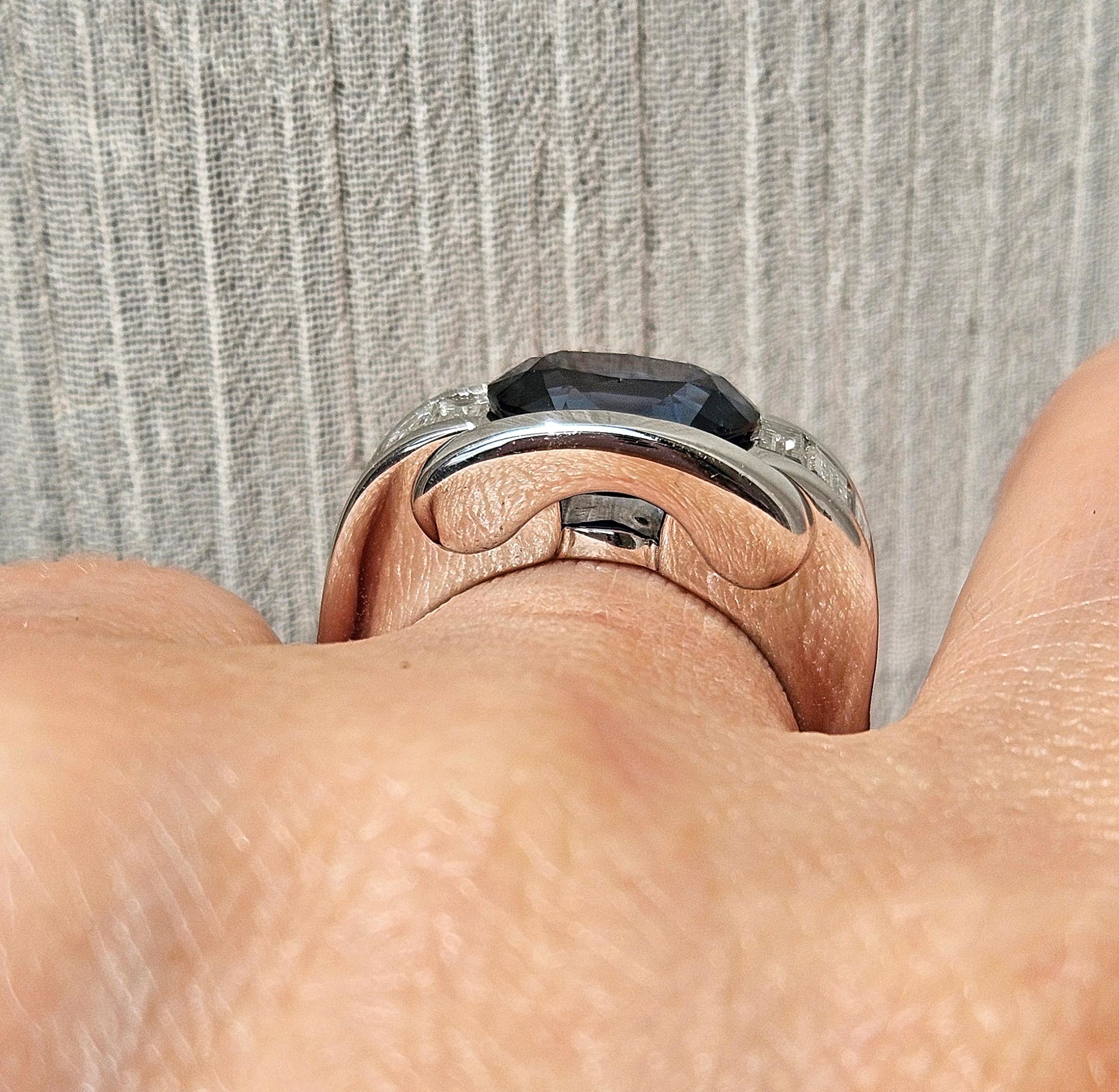 Französisch MAUBOUSSIN  18 Karat Ring 'ALESSANDRA' GIA 5,60 Karat blauer Saphir und Diamant im Angebot 10