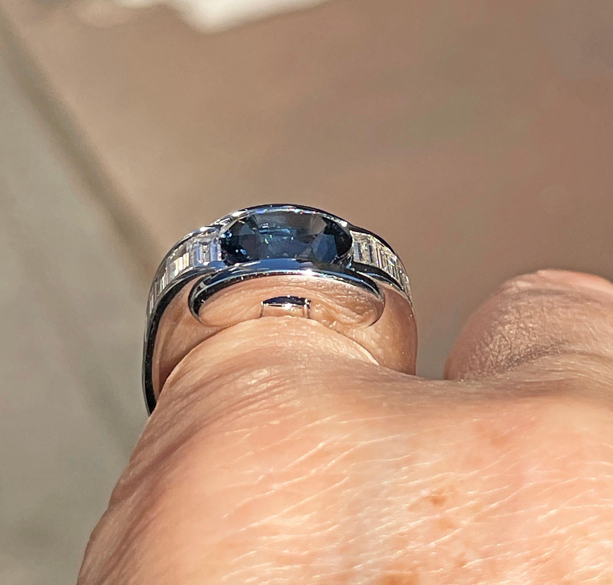 French MAUBOUSSIN  'ALESSANDRA' GIA 5.60ctw Blue Sapphire and Diamond 18k Ring For Sale 12