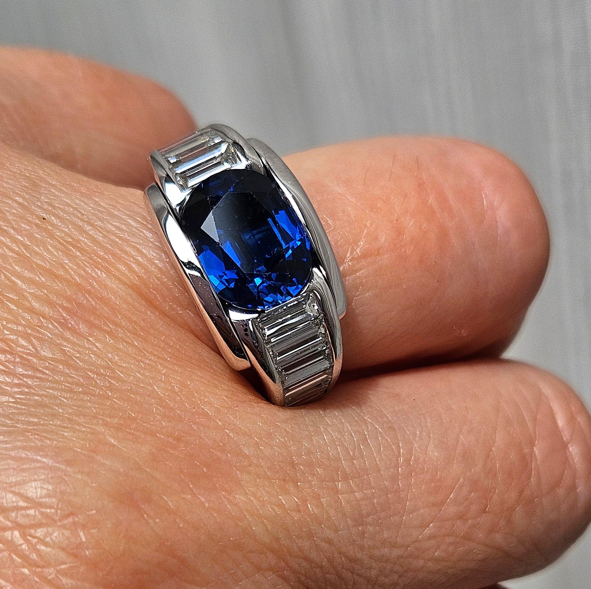 Französisch MAUBOUSSIN  18 Karat Ring 'ALESSANDRA' GIA 5,60 Karat blauer Saphir und Diamant im Angebot 11