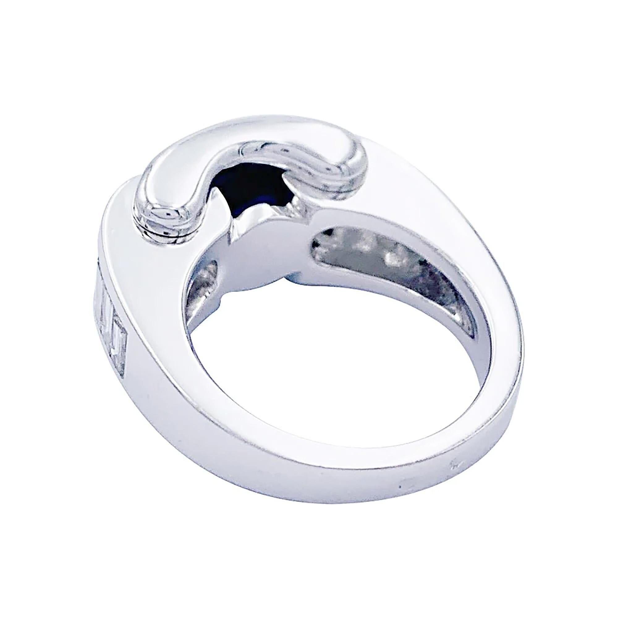 Französisch MAUBOUSSIN  18 Karat Ring 'ALESSANDRA' GIA 5,60 Karat blauer Saphir und Diamant (Ovalschliff) im Angebot
