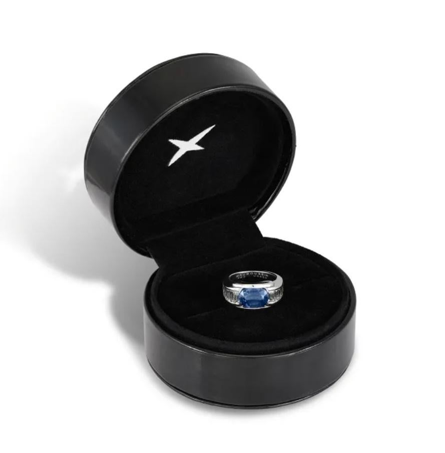 Français MAUBOUSSIN  ALEXANDRA, bague 18 carats avec saphir bleu de 5,60 carats certifié GIA et diamants Pour femmes en vente