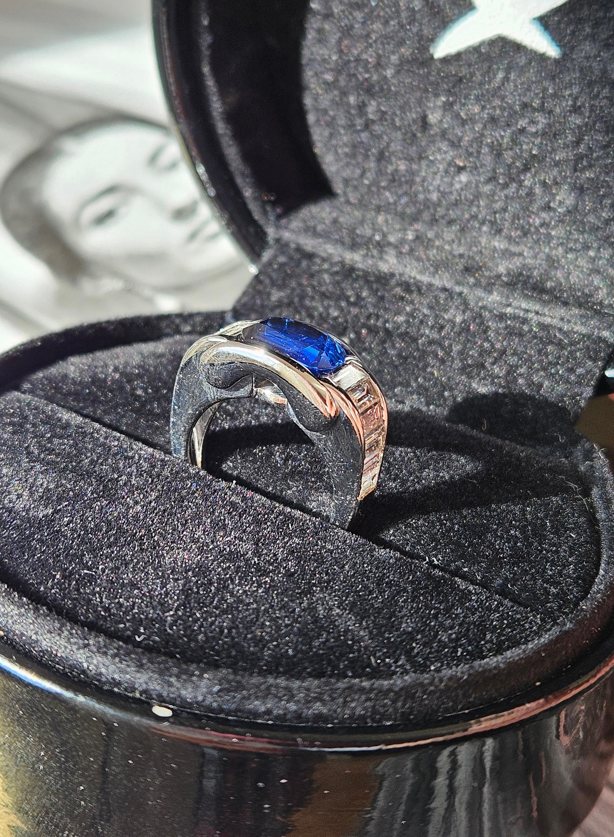 Französisch MAUBOUSSIN  18 Karat Ring 'ALESSANDRA' GIA 5,60 Karat blauer Saphir und Diamant Damen im Angebot