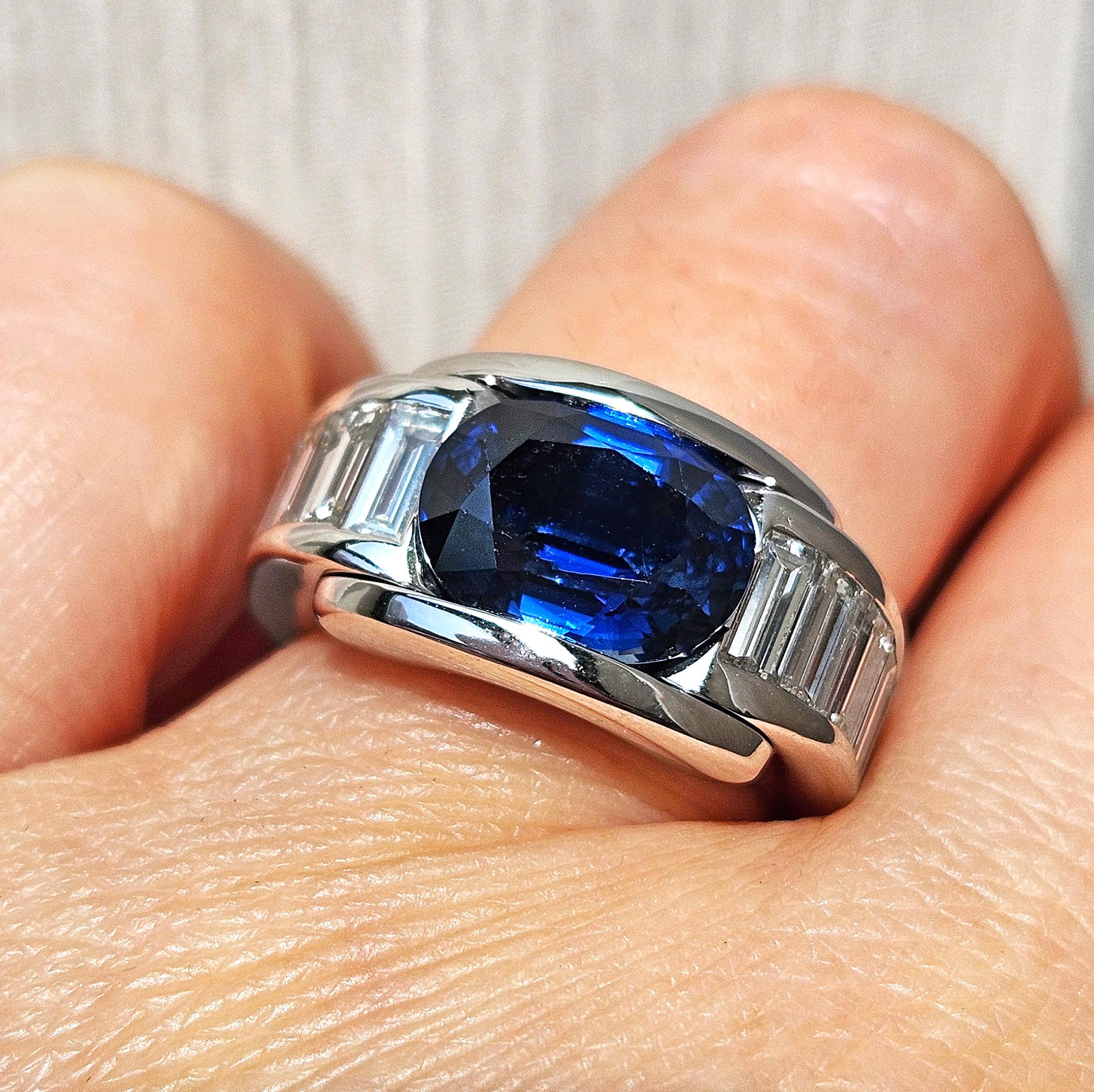 Französisch MAUBOUSSIN  18 Karat Ring 'ALESSANDRA' GIA 5,60 Karat blauer Saphir und Diamant im Angebot 1