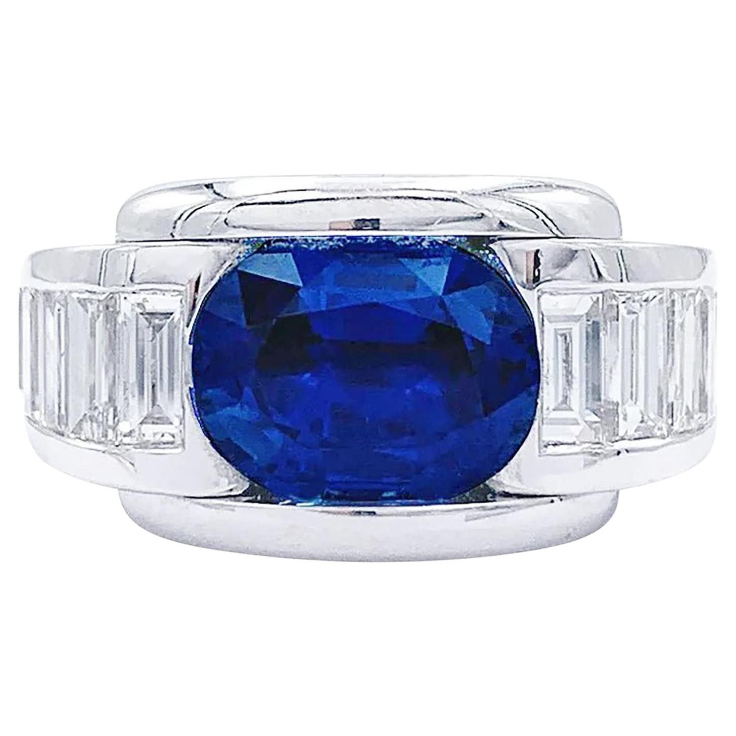 Französisch MAUBOUSSIN  18 Karat Ring 
ALESSANDRA
 GIA 5,60 Karat blauer Saphir und Diamant im Angebot