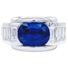 Francese Mauboussin ALESSANDRA" Anello GIA con zaffiro blu e diamanti 18k da 5,60 carati