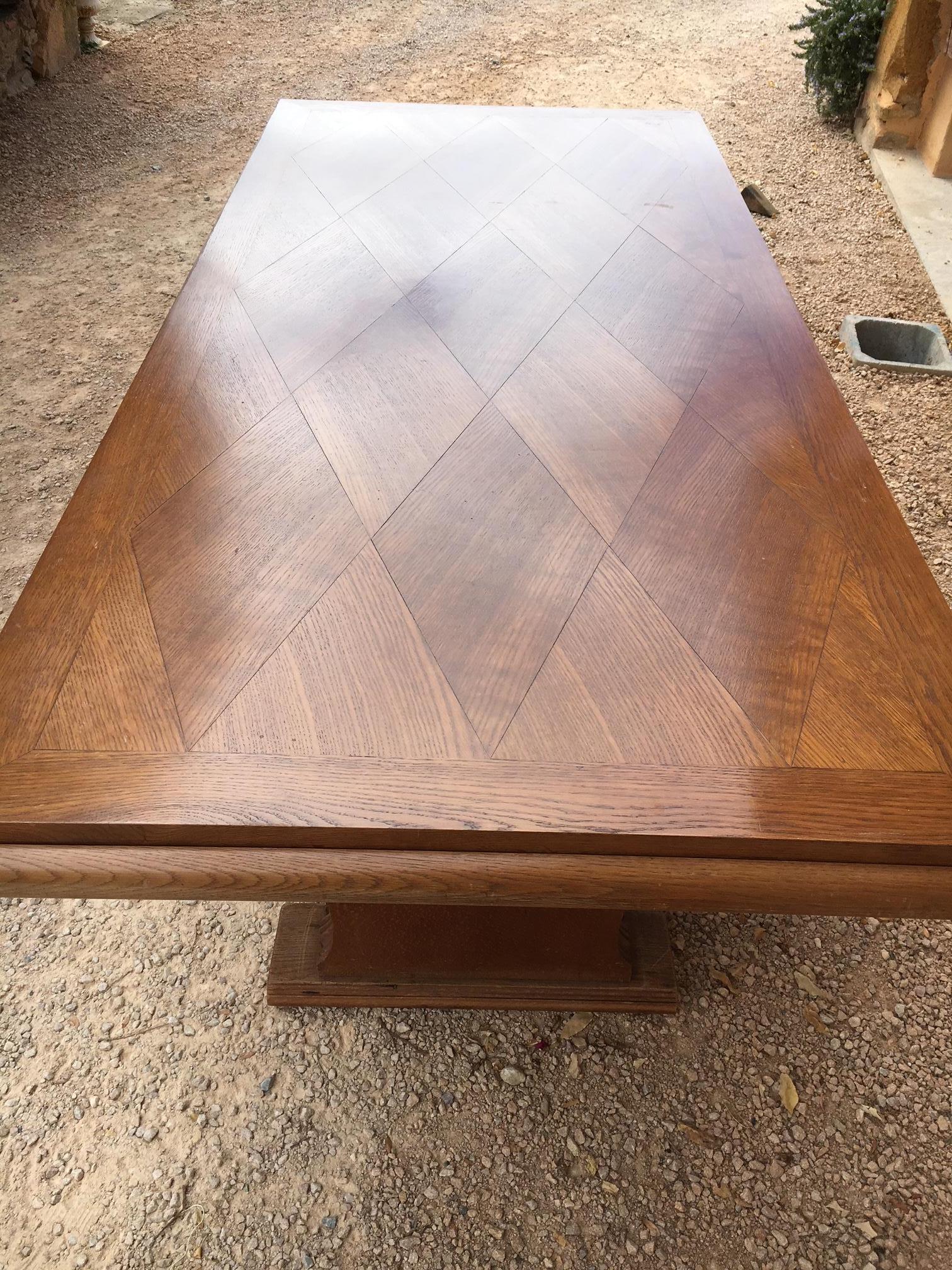 French Maxime Old Style Oak Table with 6 Chairs, 1940s 3