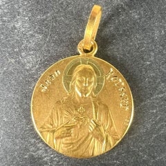 French Mazzoni Sacred Heart Madonna and Child 18K Yellow Gold Medal Pendant