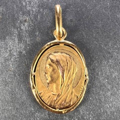 Mazzoni, médaille française pendentif Virgin Mary en or jaune 18 carats