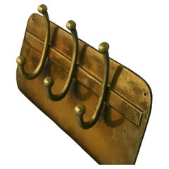 French MCM Hand Made Three Hook Brass Coat Rack