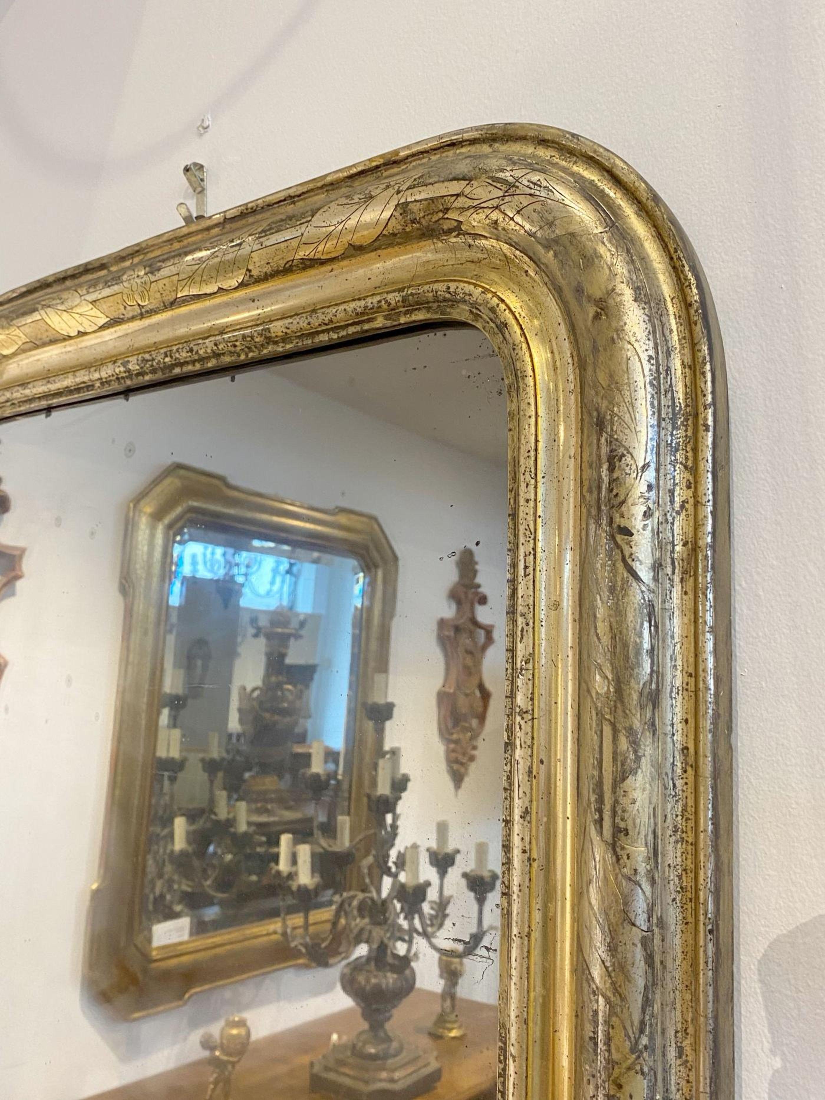 Francese Specchio francese in legno dorato della Mecca - CIRCA 1850 in vendita