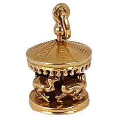 Vintage French Mechanical Easter Chick Carousel 18K Yellow Gold Charm Pendant