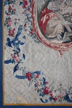 Französischer Medaillon-Wandteppich Aubusson-Manufaktur 18. Jahrhundert - L145xh202 - N 1522