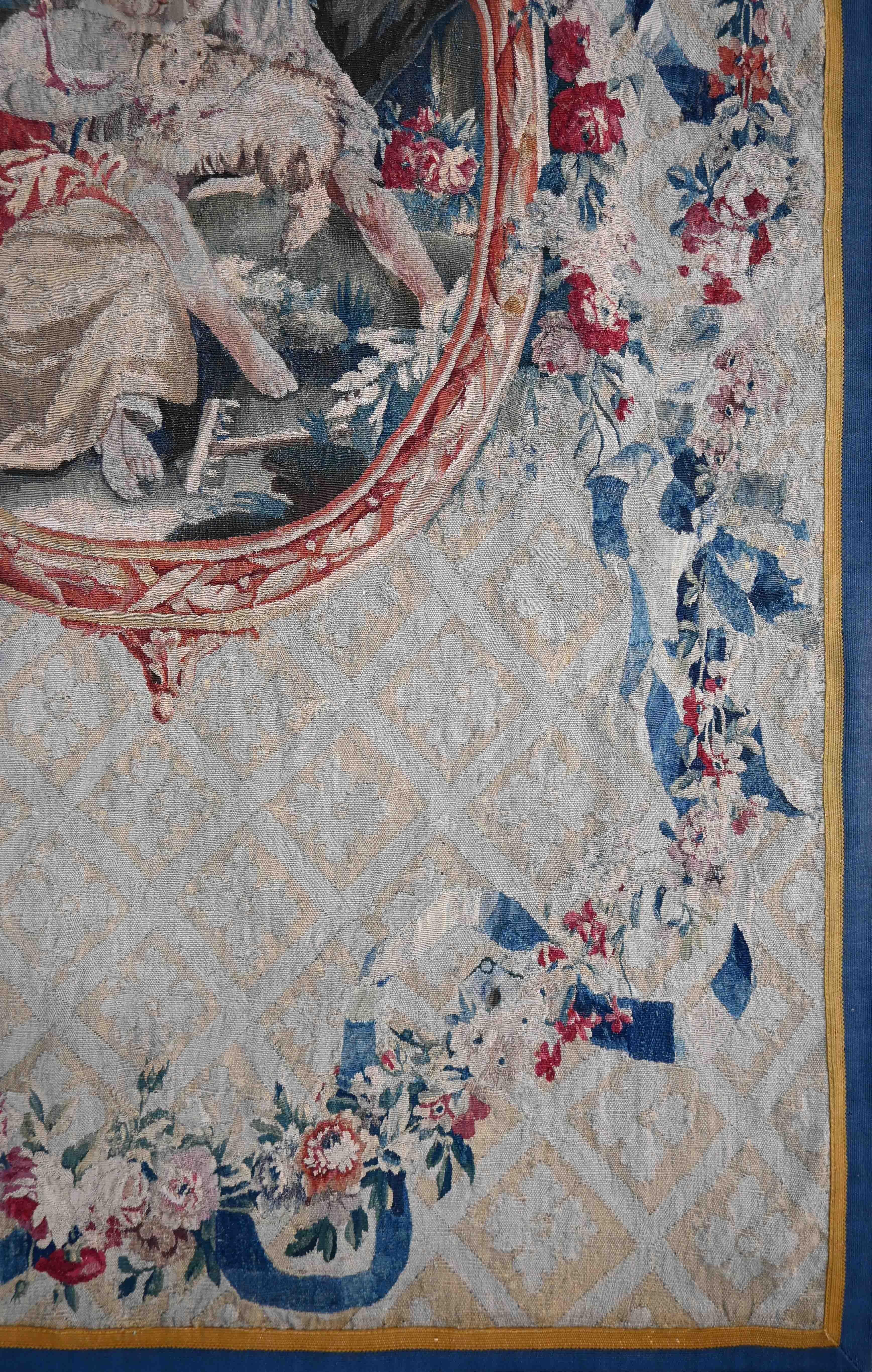 Provincial français Tapisserie Médaillon Manufacture d'Aubusson 18ème siècle - L145xh202 - N 1522 en vente