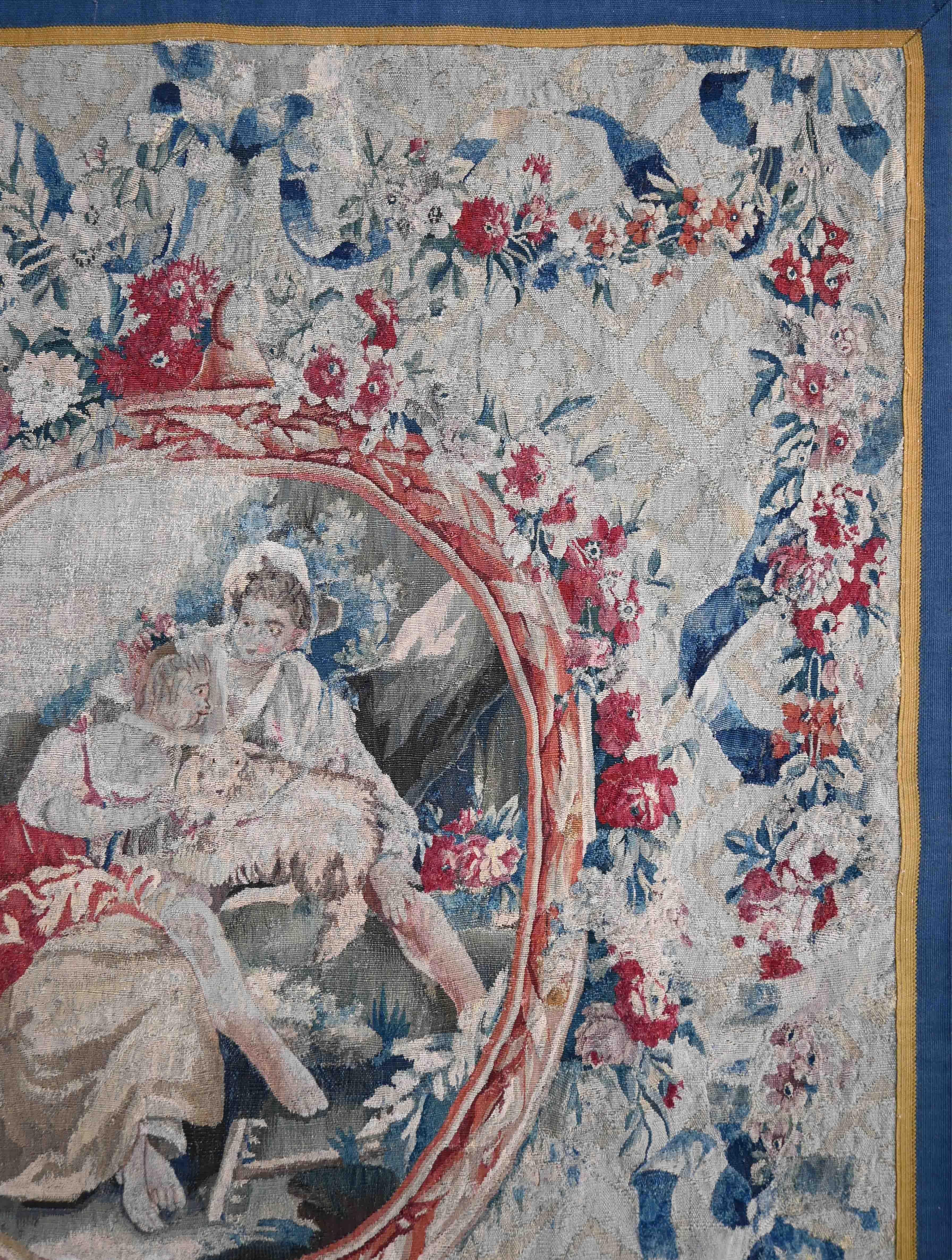 Français Tapisserie Médaillon Manufacture d'Aubusson 18ème siècle - L145xh202 - N 1522 en vente