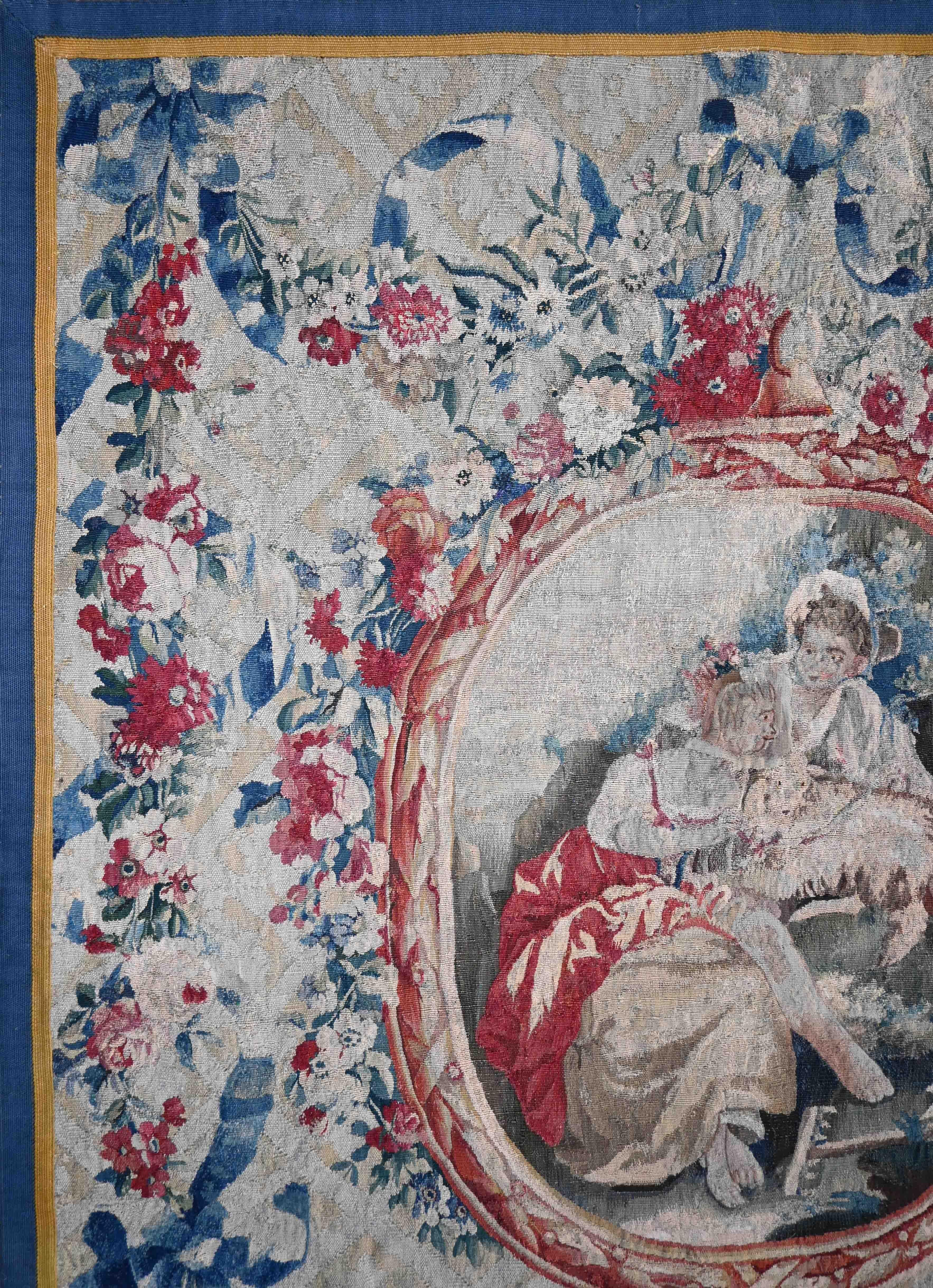 Tissé à la main Tapisserie Médaillon Manufacture d'Aubusson 18ème siècle - L145xh202 - N 1522 en vente