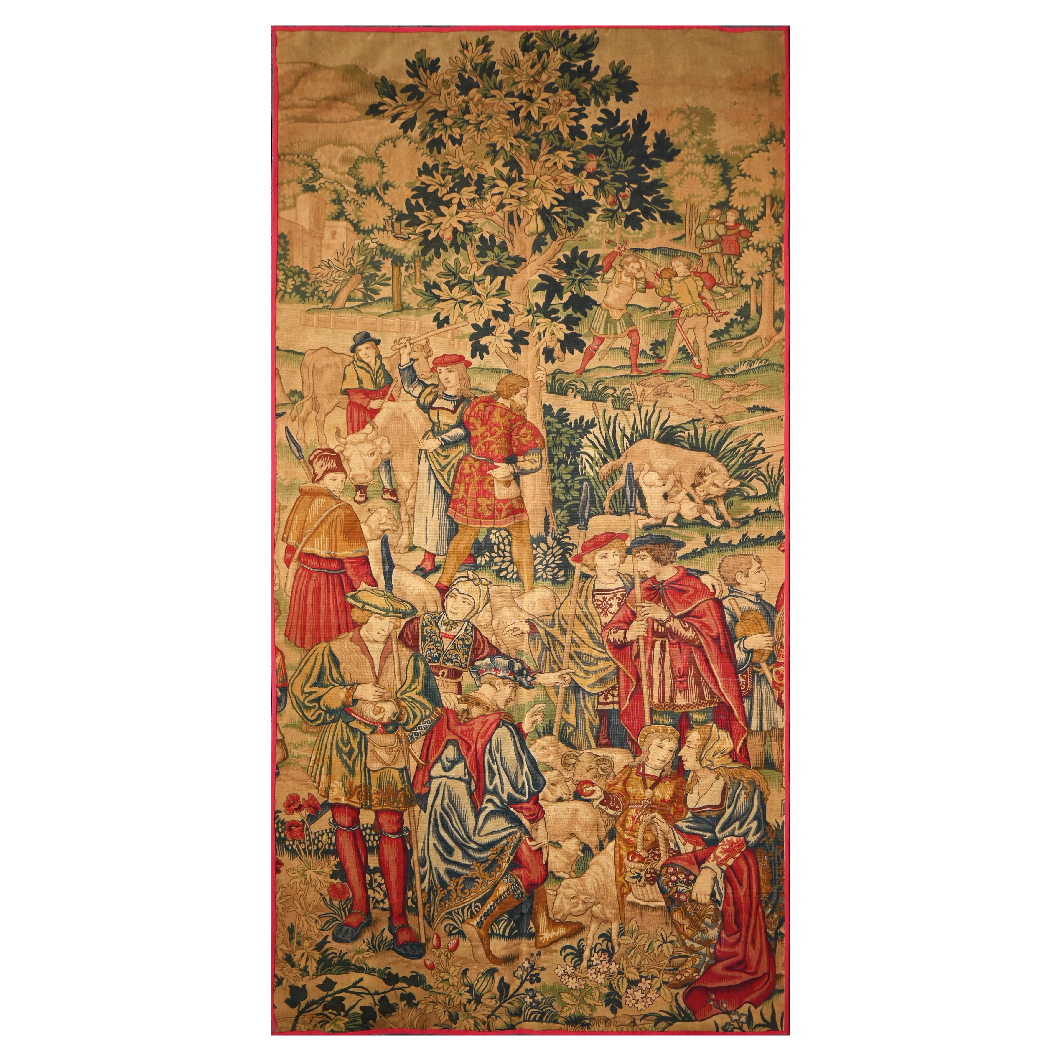 Französisch Mediaval antiken Wandteppich 19. Jahrhundert - L135xH270 cm - N° 1589