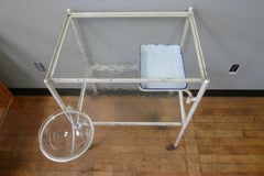 French Medical Cart on Wheels as Movable Bar Cart Ice Bowl and Accessories Tray