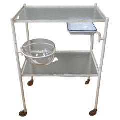 French Medical Cart on Wheels as Movable Bar Cart Ice Bowl and Accessories Tray