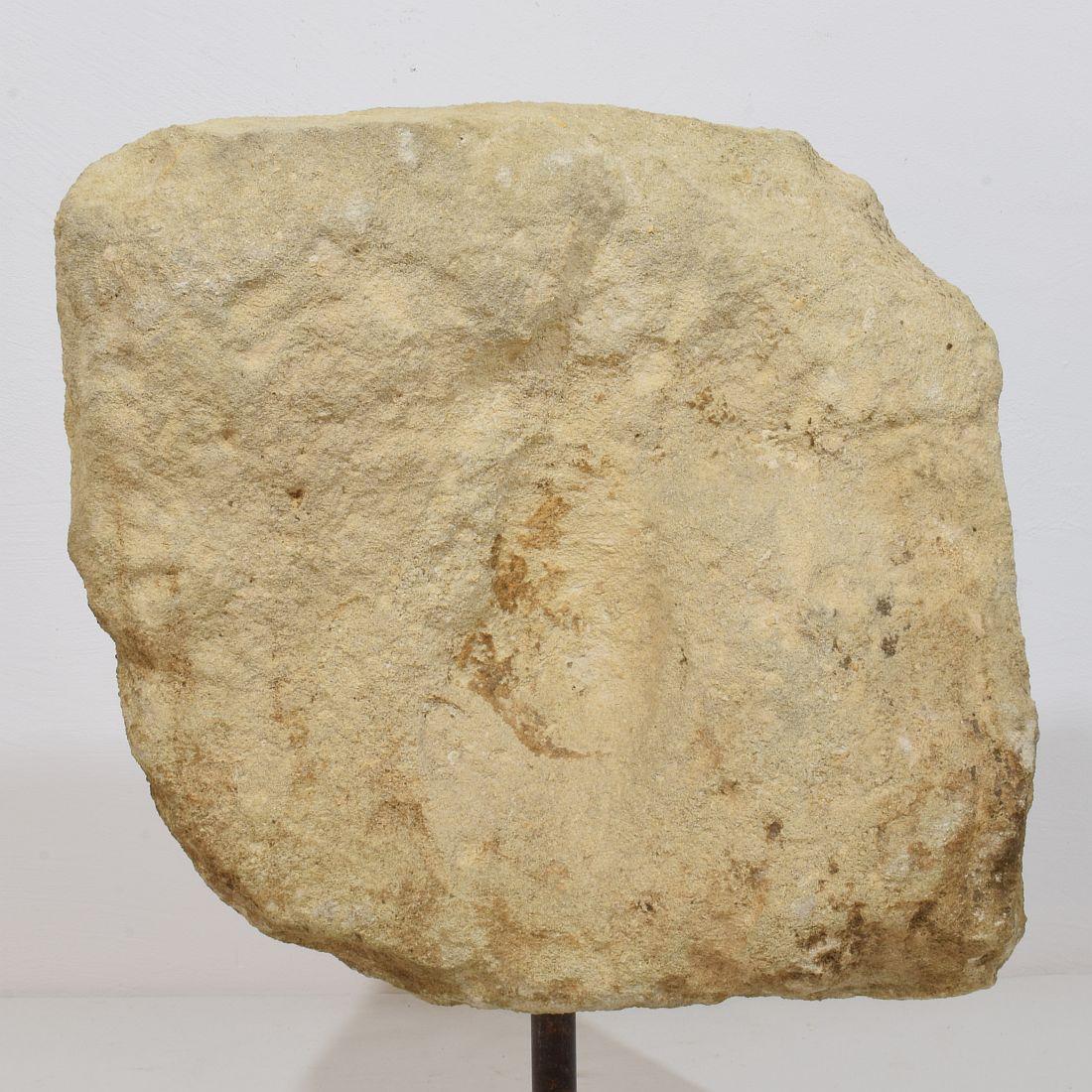 French Medieval Carved Stone Fragment Depicting A Dragon/ Mythical Figure For Sale 5
