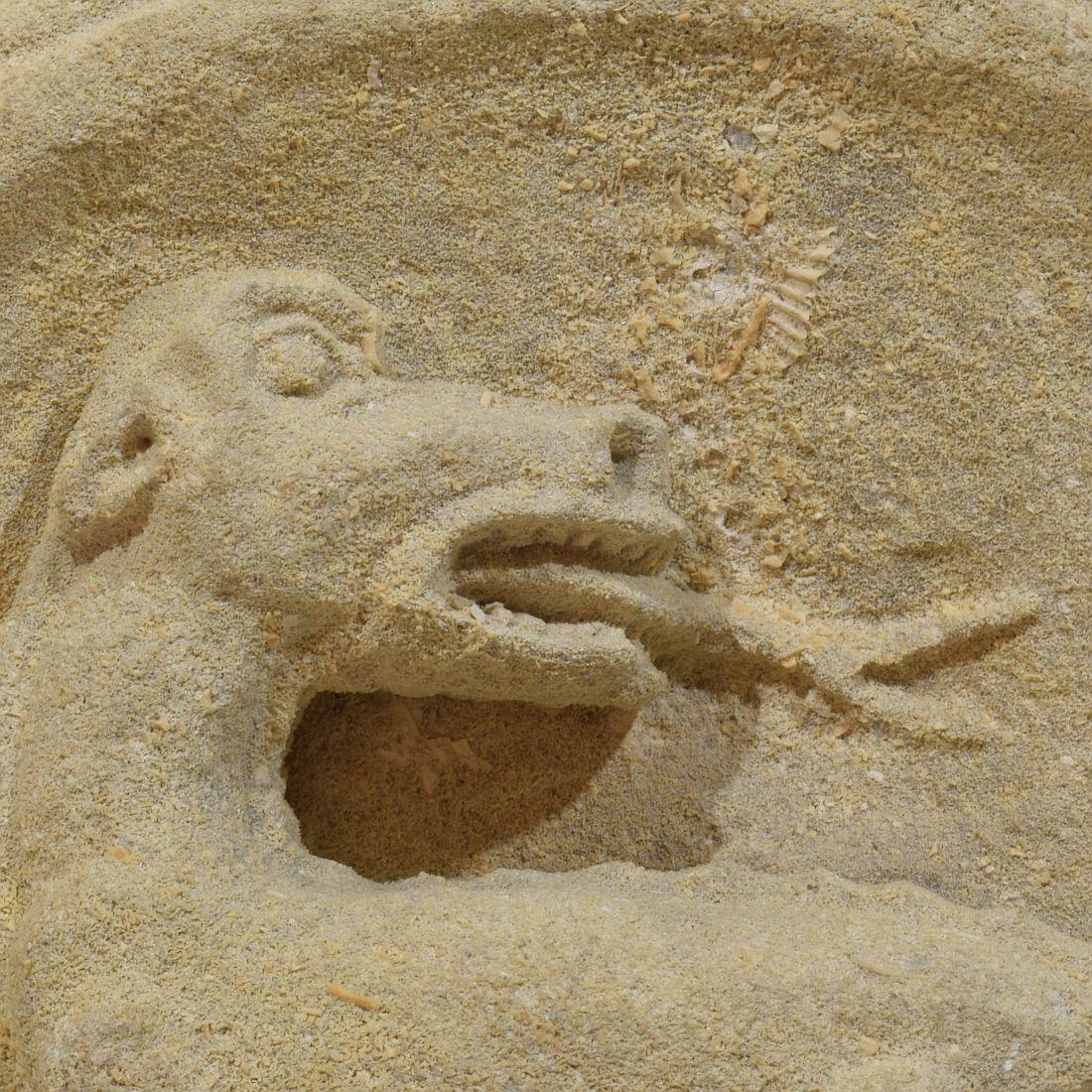 French Medieval Carved Stone Fragment Depicting A Dragon/ Mythical Figure For Sale 11