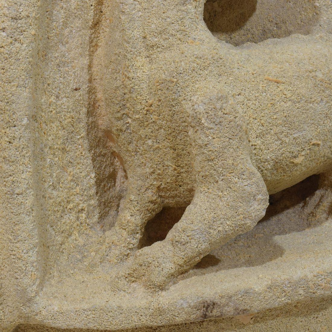 French Medieval Carved Stone Fragment Depicting A Dragon/ Mythical Figure For Sale 12