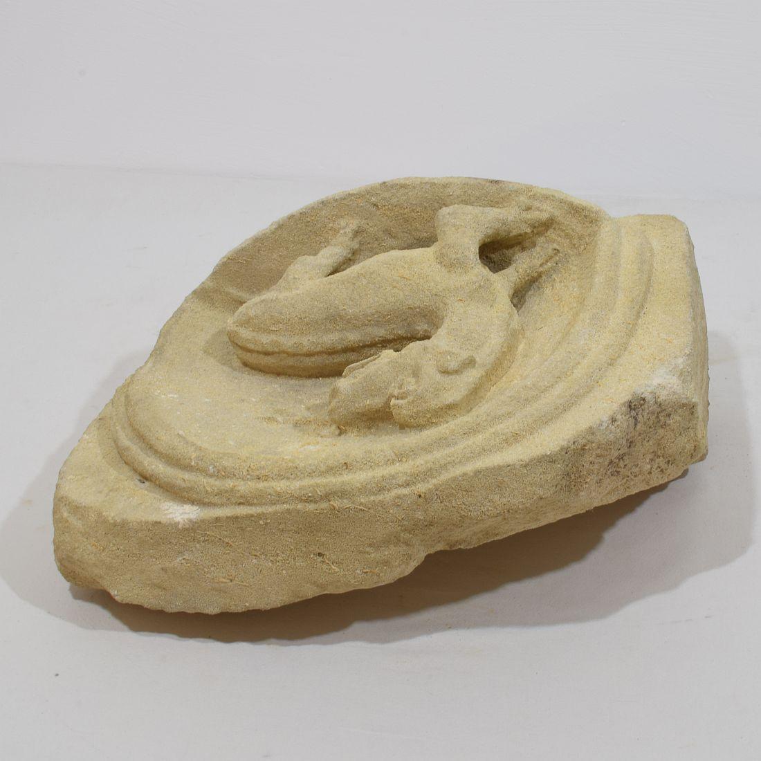 French Medieval Carved Stone Fragment Depicting A Dragon/ Mythical Figure For Sale 14