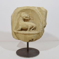 Spanish Medieval Carved Stone Fragment Depicting A Dragon/ Mythical Figure